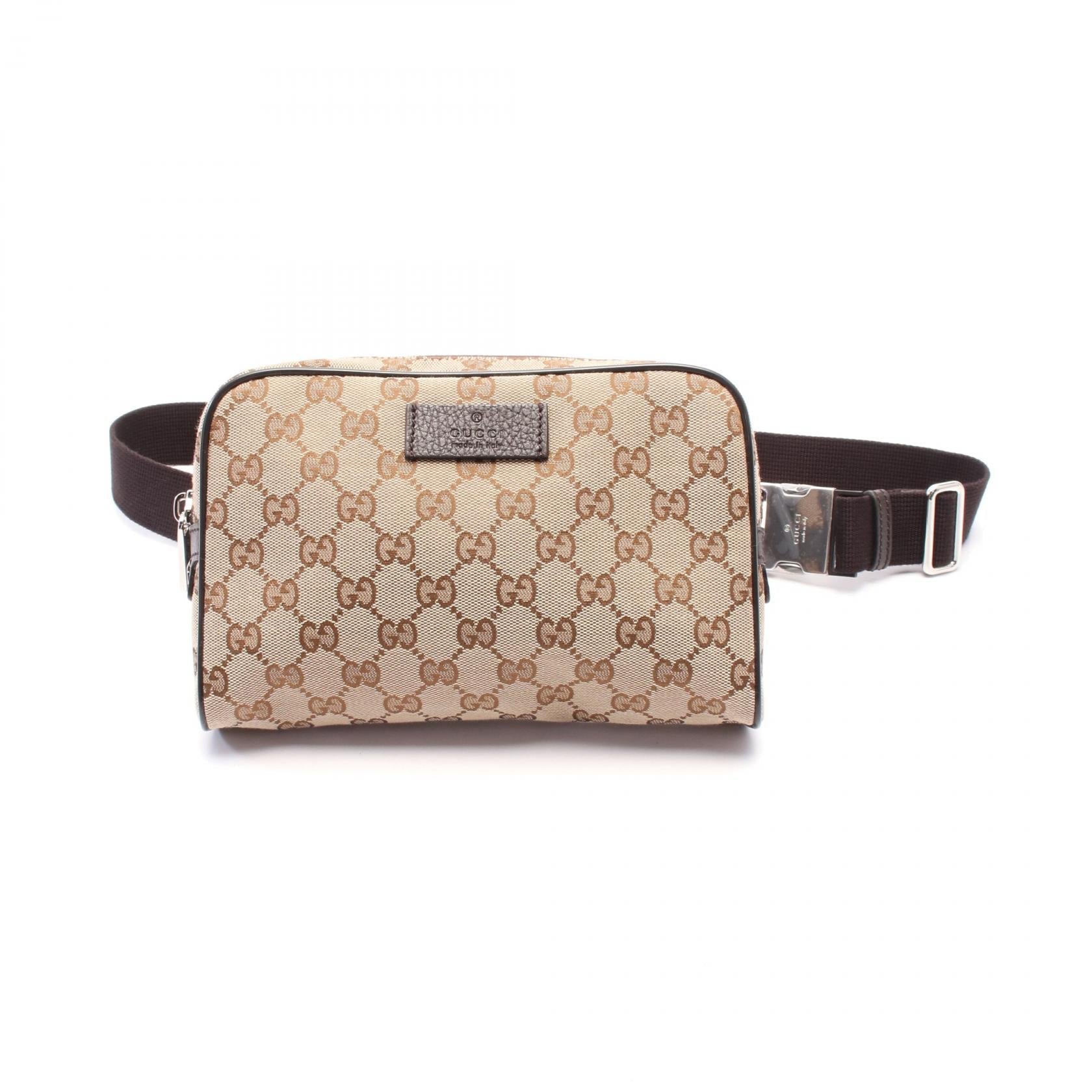 Gucci Waist Bag Leather Canvas Travel Bag 6
