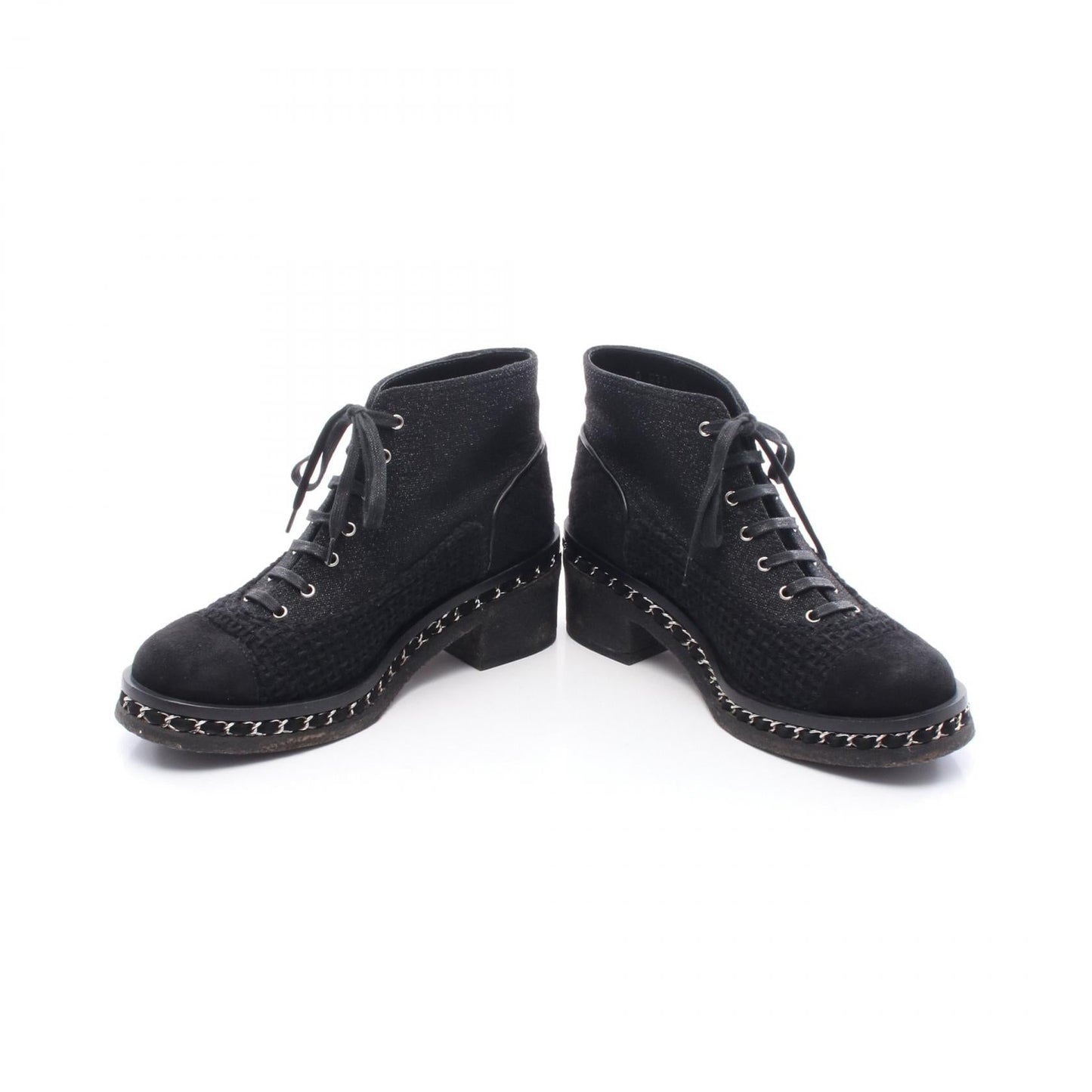 Chanel Matelasse Suede Wool Fabric Boots