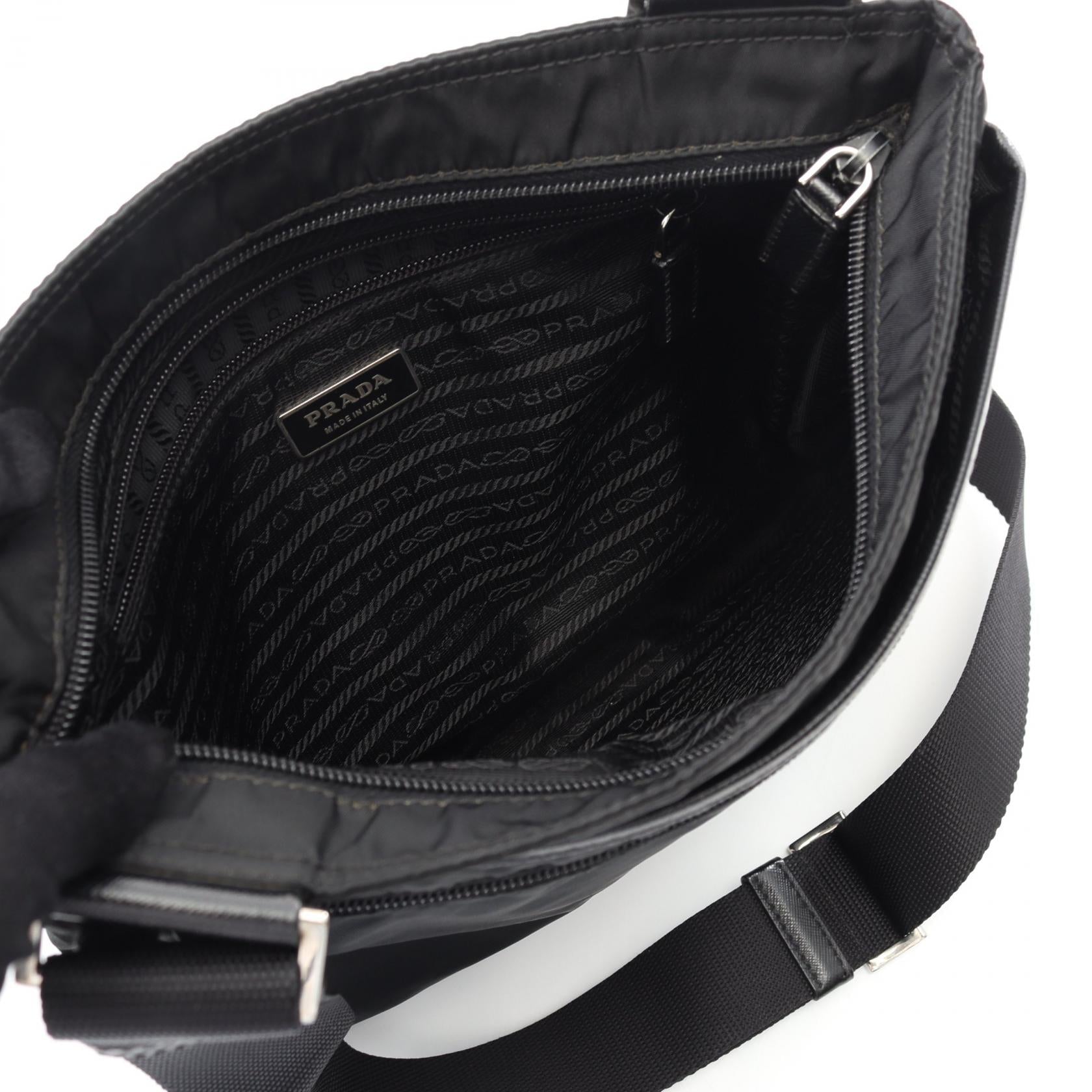 Prada Viaggio Shoulder Bag Leather Nylon Saffiano