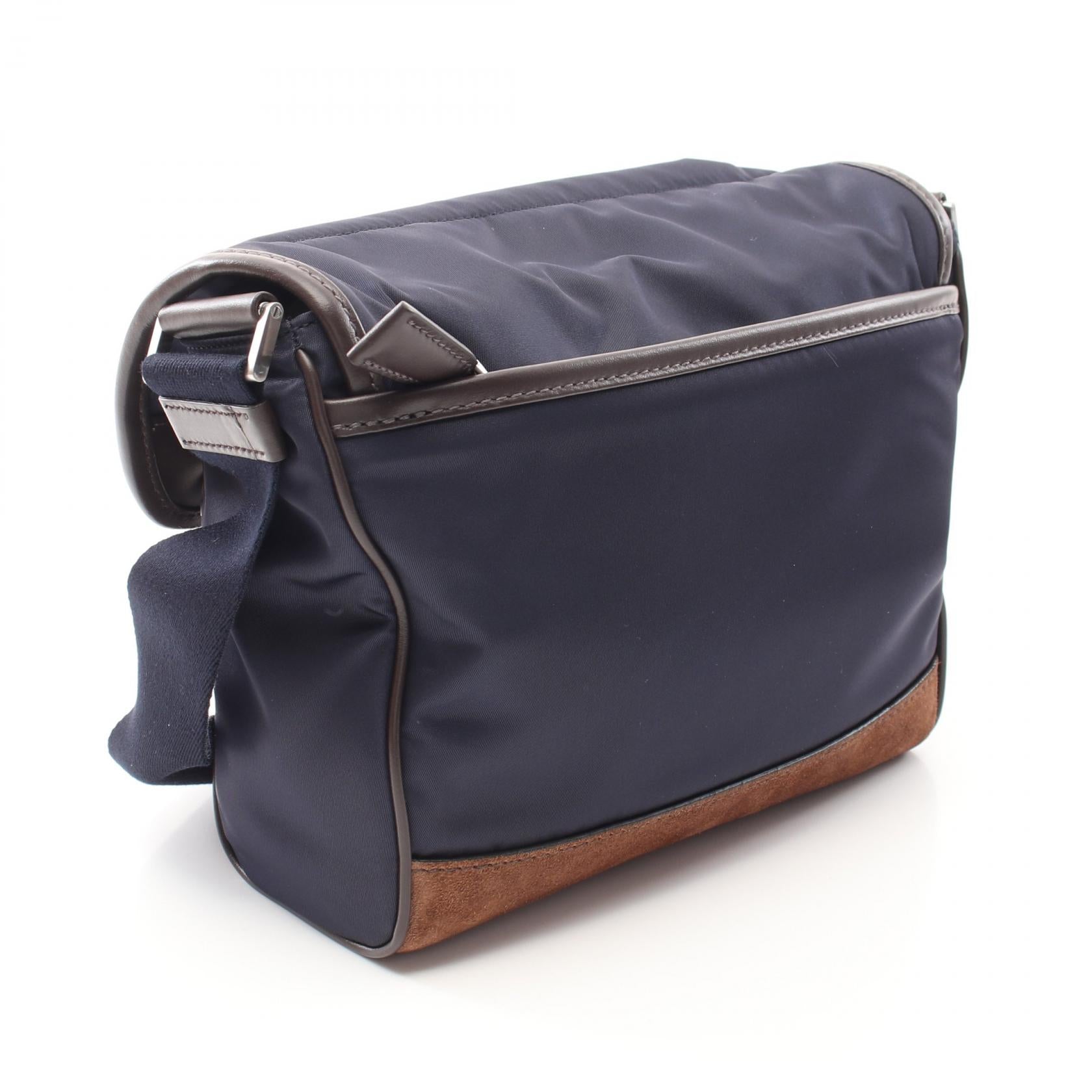Prada Tessuto Shoulder Bag Leather Suede Nylon