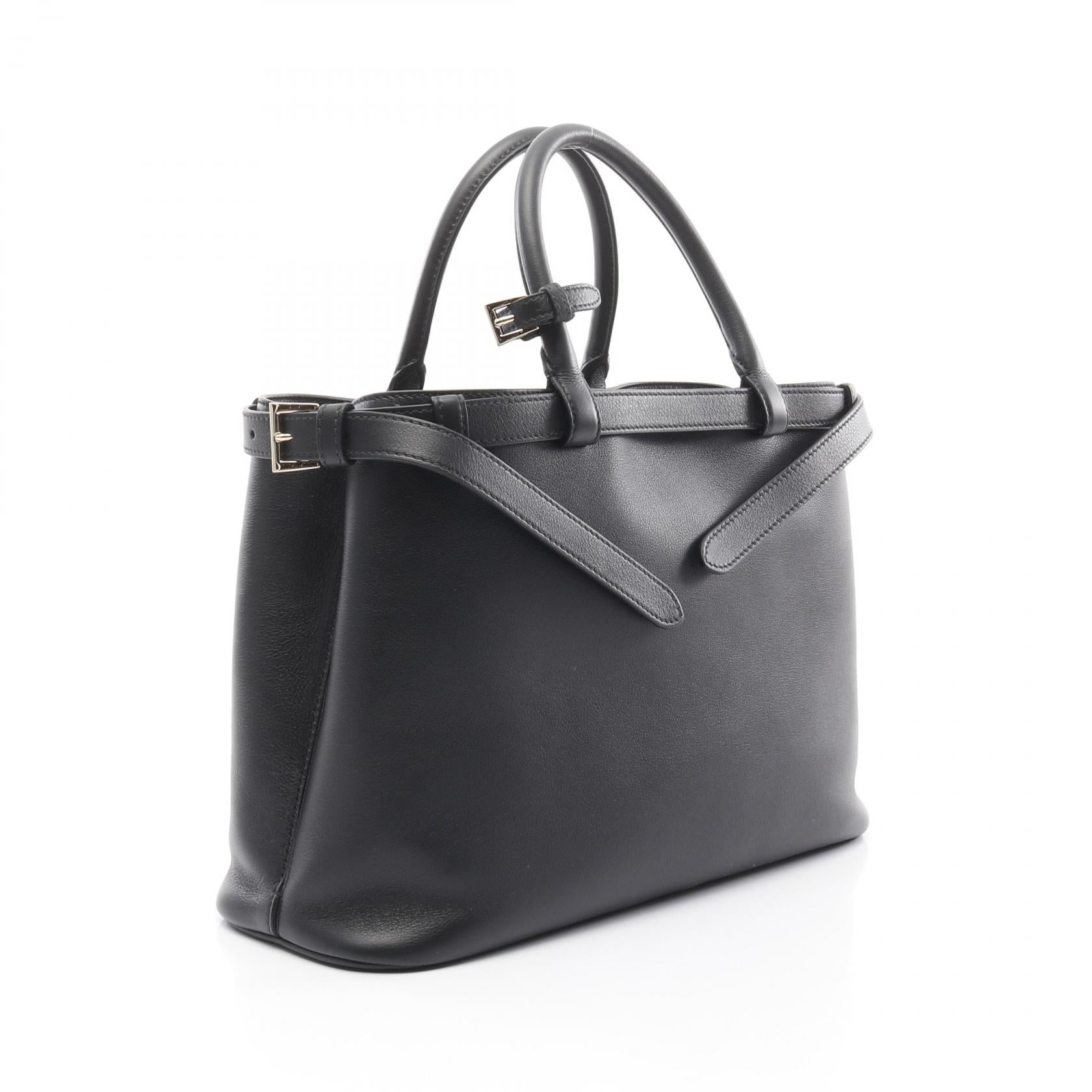 Prada Buckle Double Belt Handbag Leather