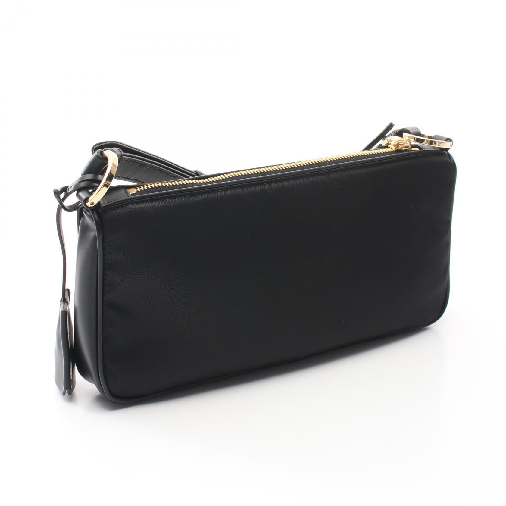 Prada Tessuto Shoulder Bag Leather Nylon Vitello