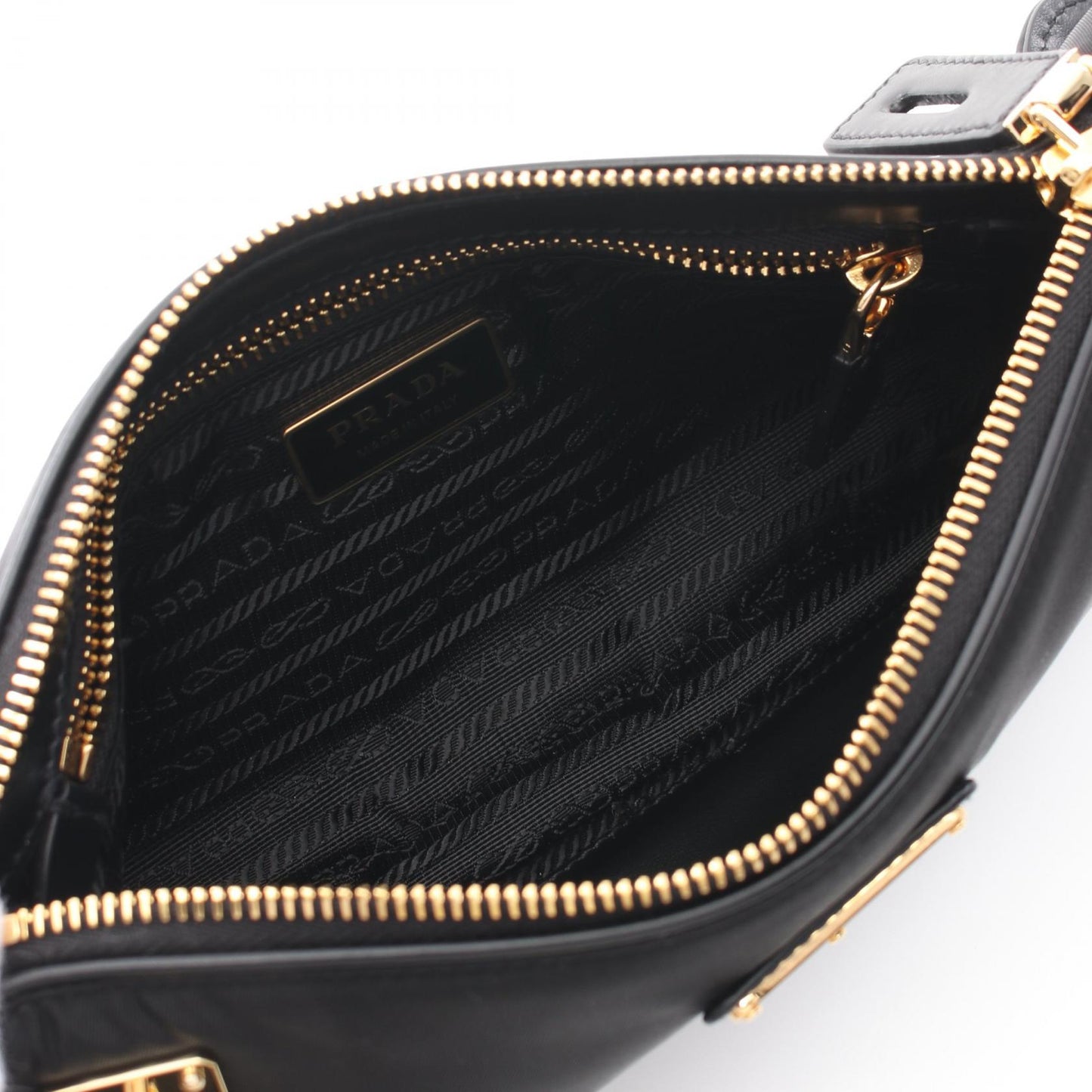 Prada Tessuto Shoulder Bag Leather Nylon Vitello