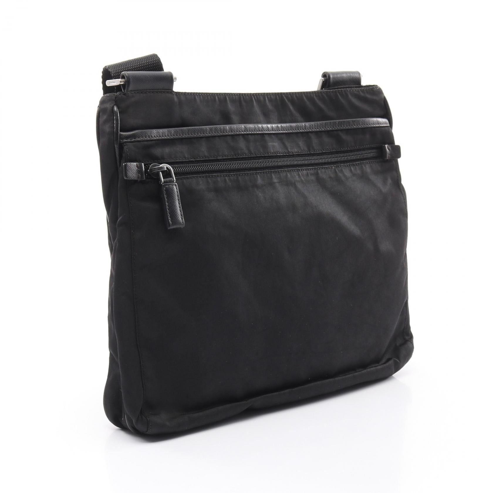 Prada Shoulder Bag Leather Nylon Saffiano Leather Shoulder Bag