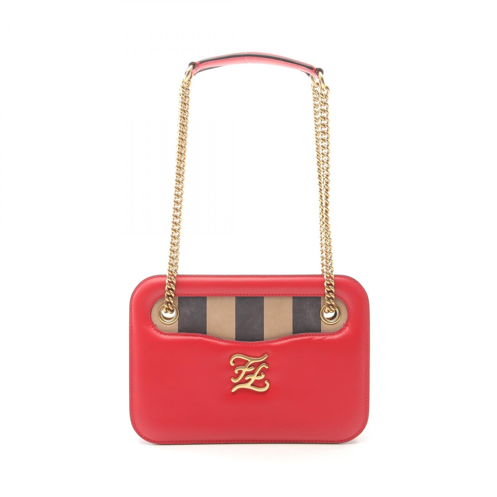 Fendi Calligraphy Shoulder Bag Leather