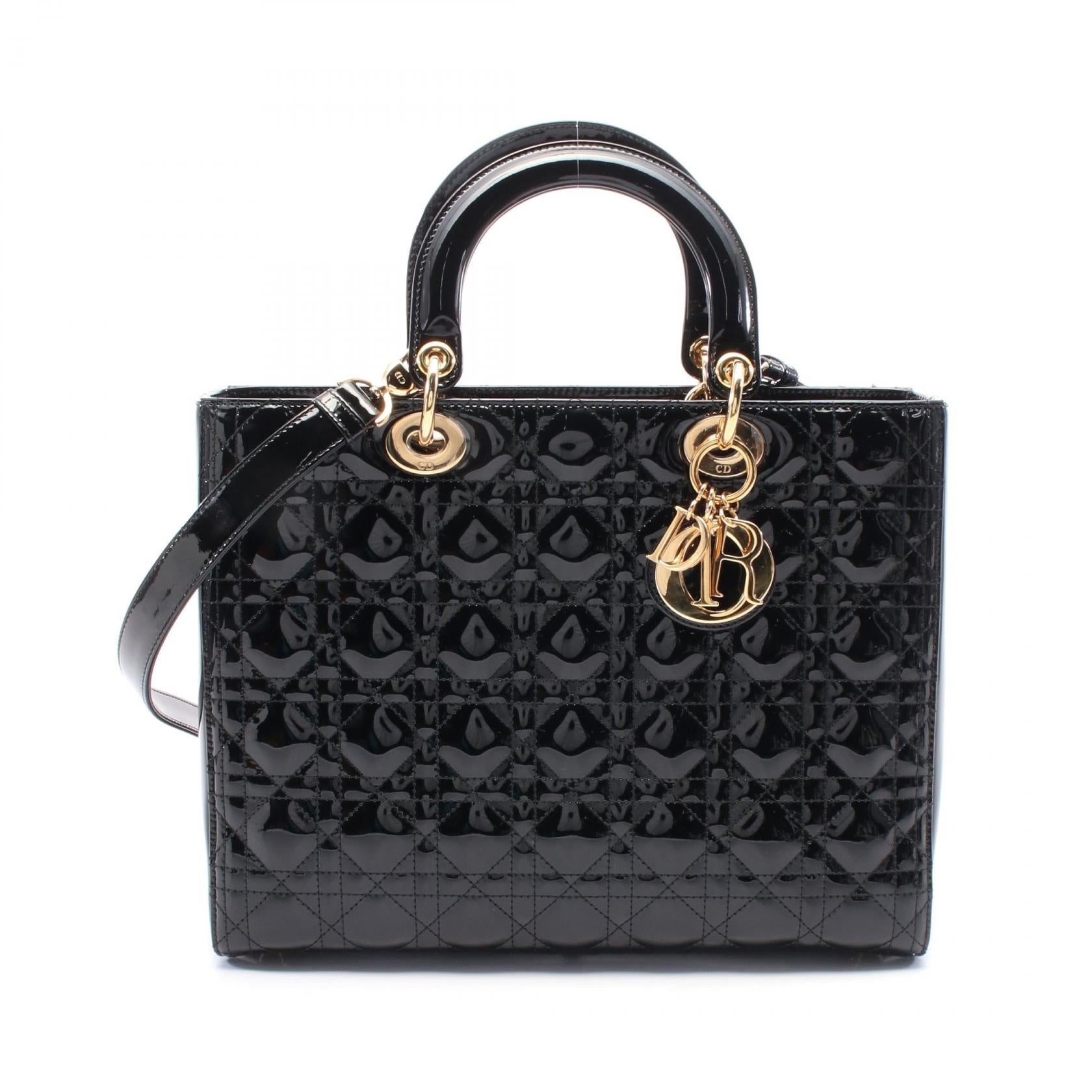 Dior Lady Handbag Leather Patent Travel Bag