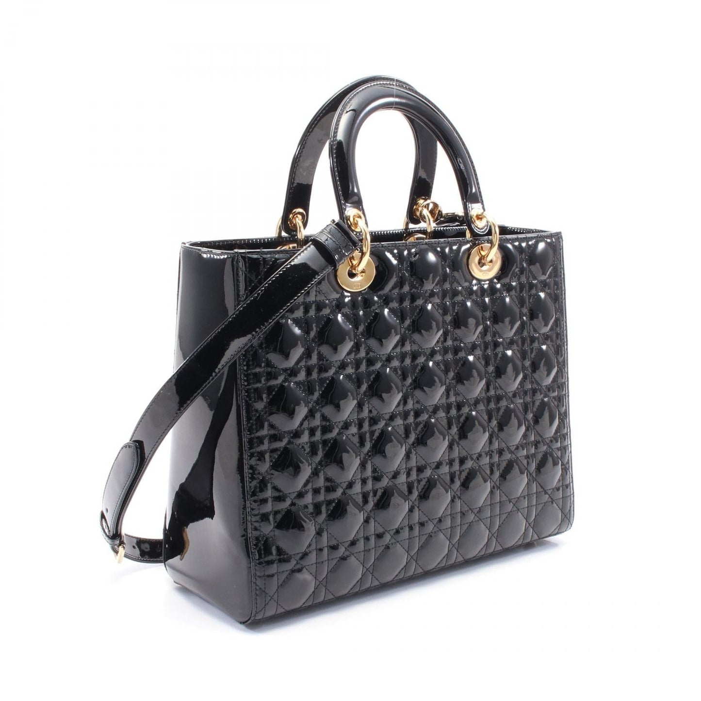 Dior Lady Handbag Leather Patent Travel Bag