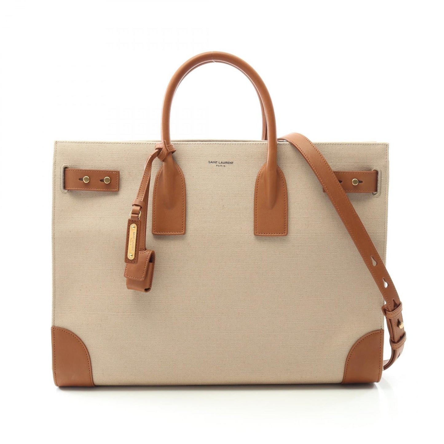 YSL Saint Laurent Sac De Jour Thin Tote Bag Leather Canvas Large
