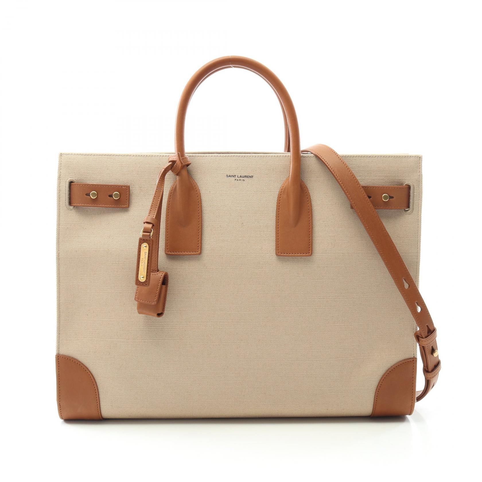 YSL Saint Laurent Sac De Jour Tote Bag Leather Canvas