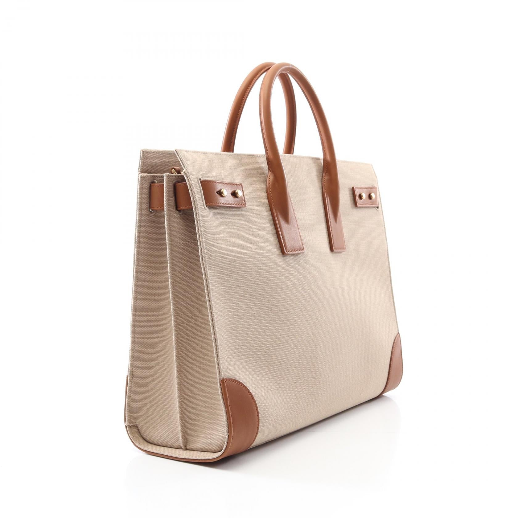 YSL Saint Laurent Sac De Jour Tote Bag Leather Canvas