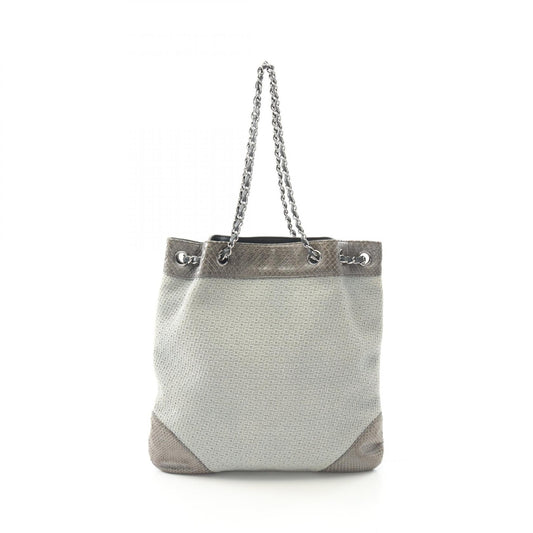 Chanel Shoulder Bag Canvas Exotic Leather Shoulder Bag