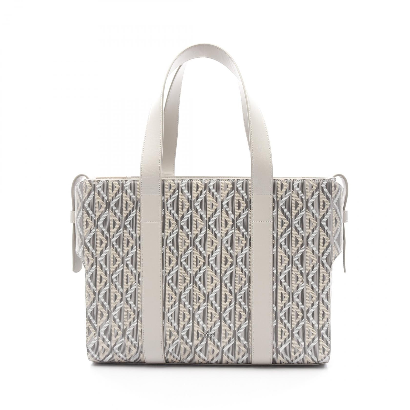 Dior Cd Diamond Corolle Pvc Coated Tote Bag Leather Canvas