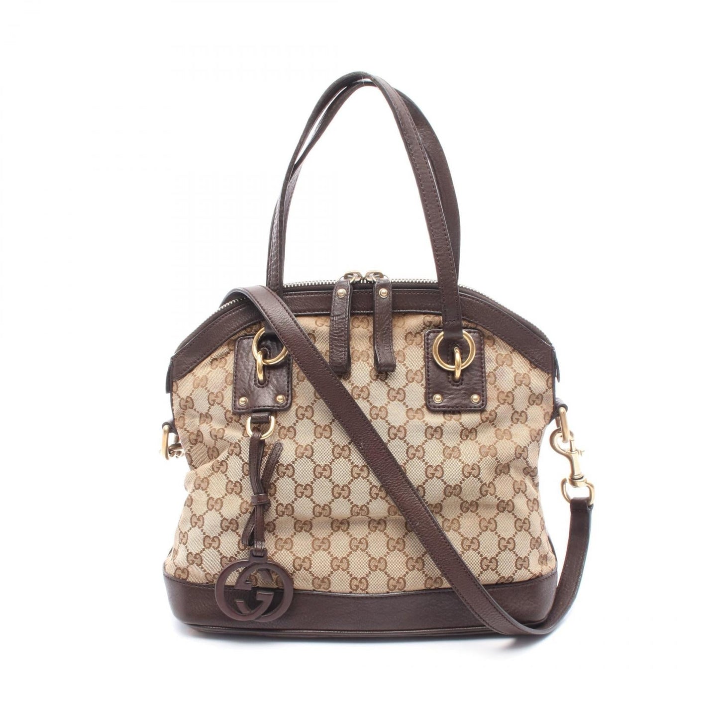 Gucci Interlocking 2Way Handbag Canvas Travel Bag