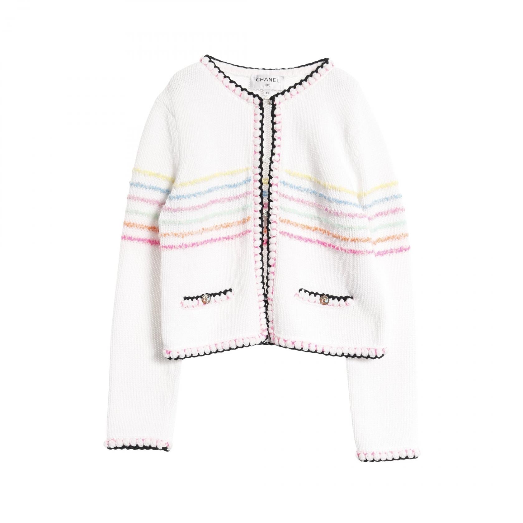 Chanel Coco Mark Button Cotton Nylon Cardigan Bag