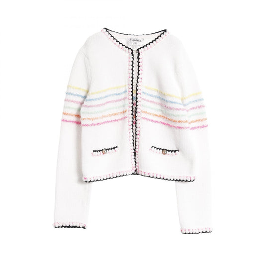 Chanel Coco Mark Button Cotton Nylon Cardigan Bag
