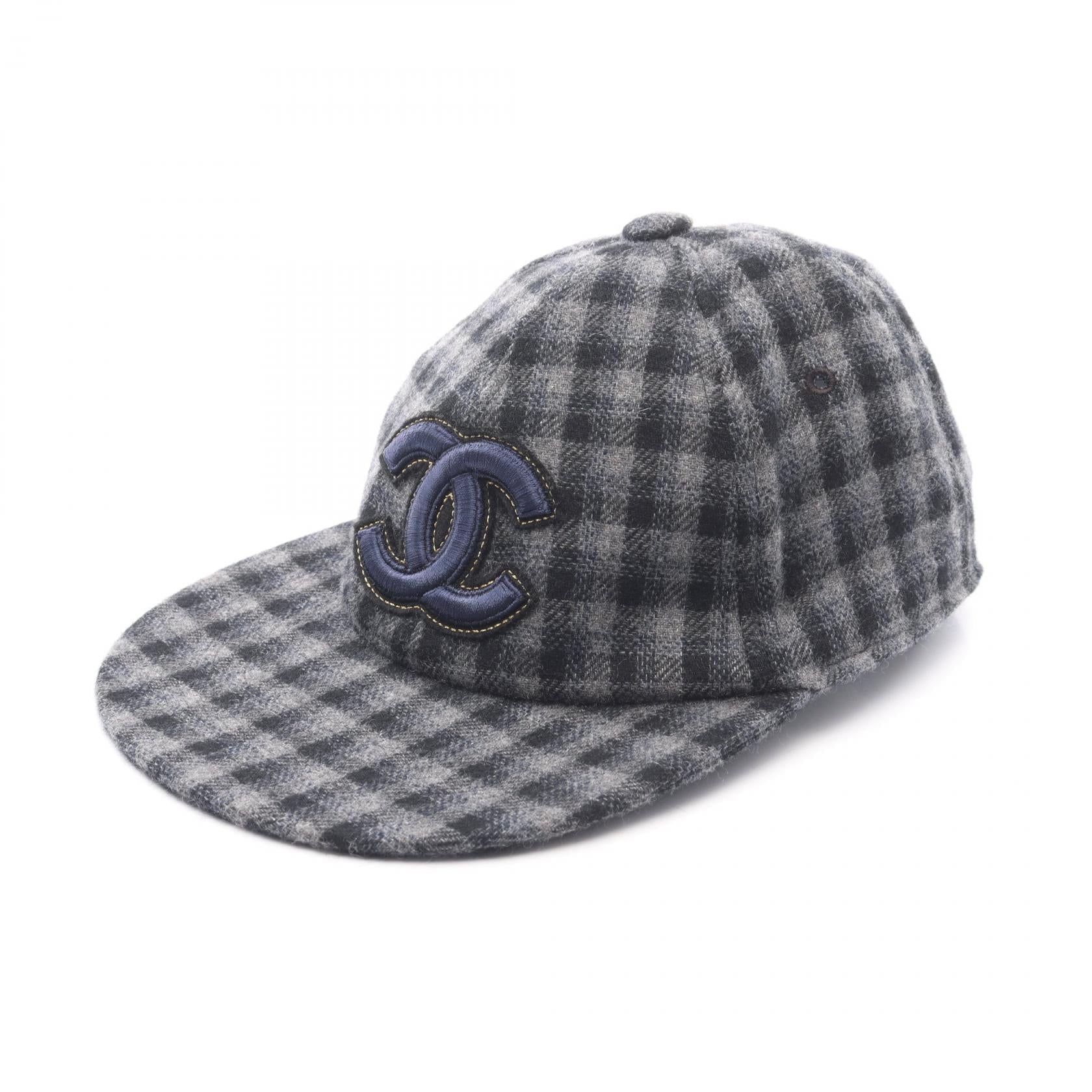 Chanel Coco Mark Check Cashmere Cap