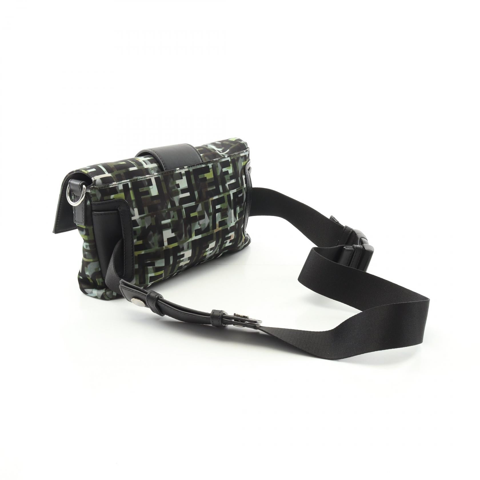 Fendi Mamma Baguette Zucca Waist Bag Leather Nylon Shoulder Bag