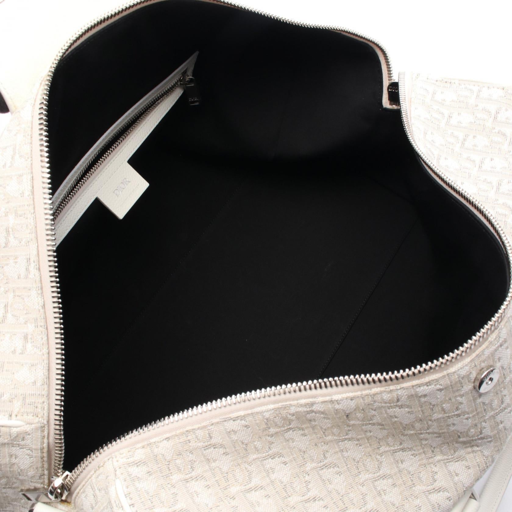 Dior Christian Oblique Boston Bag Leather Canvas Travel Bag