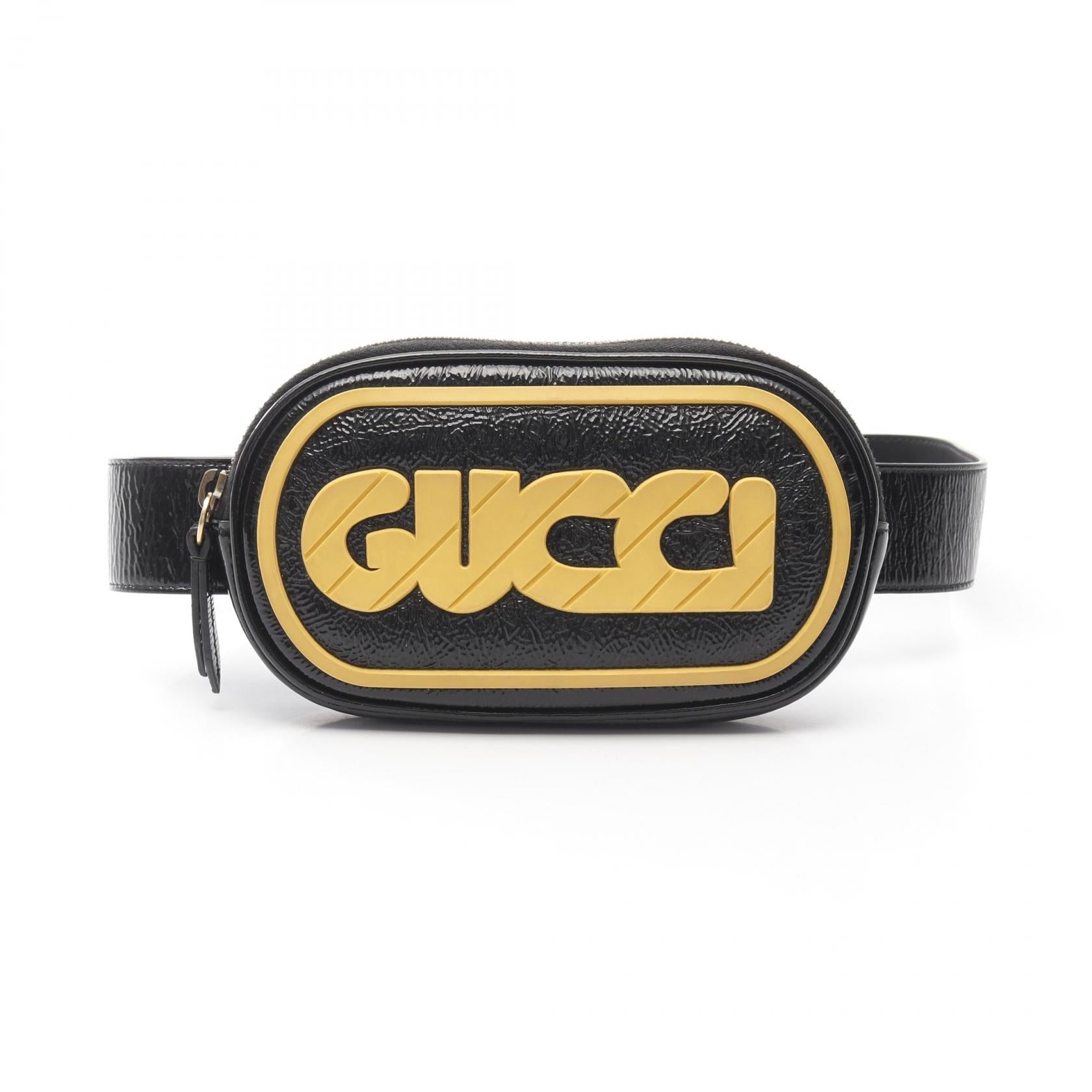 Gucci Game Patch Patent Belt Bag Leather Logo Accessory