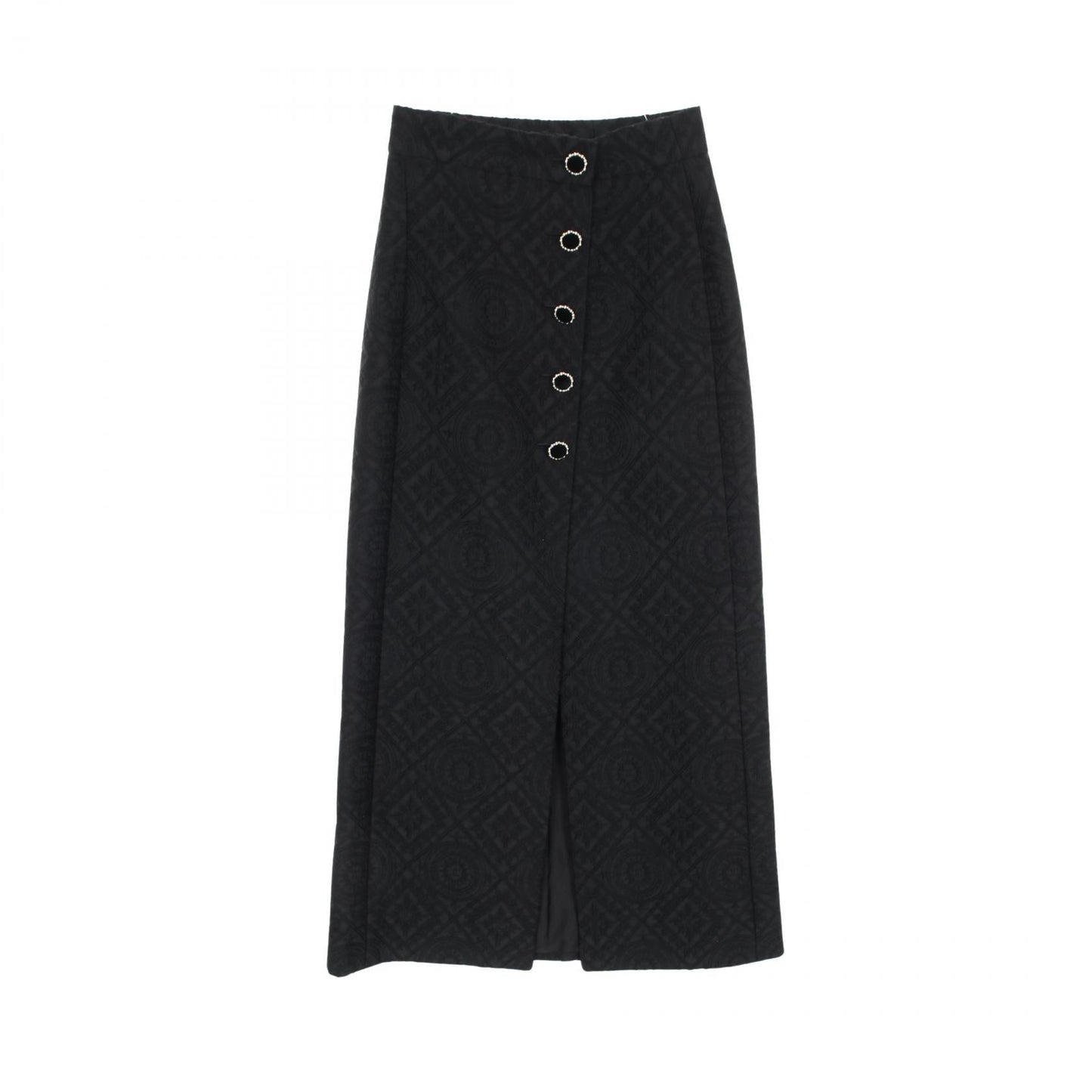 Chanel Coco Mark Embroidery Wool Silk Skirt
