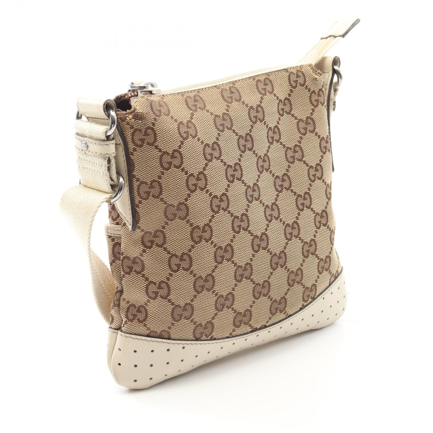 Gucci Shoulder Bag Canvas Leather 2