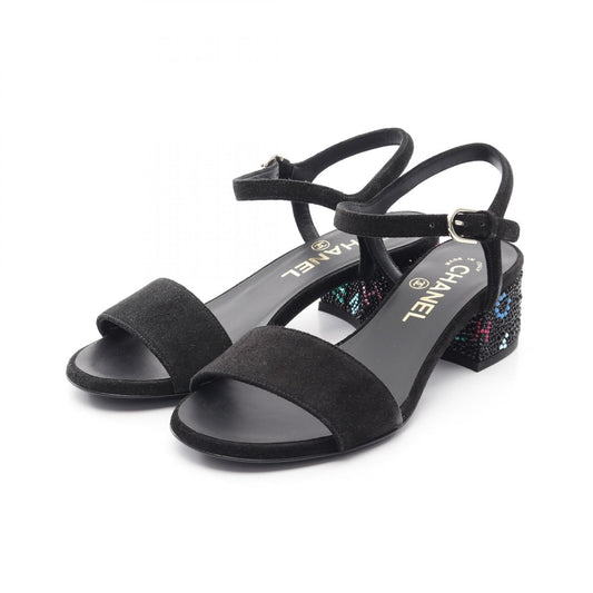 Chanel Rhinestone Logo G45366 Suede Sandals