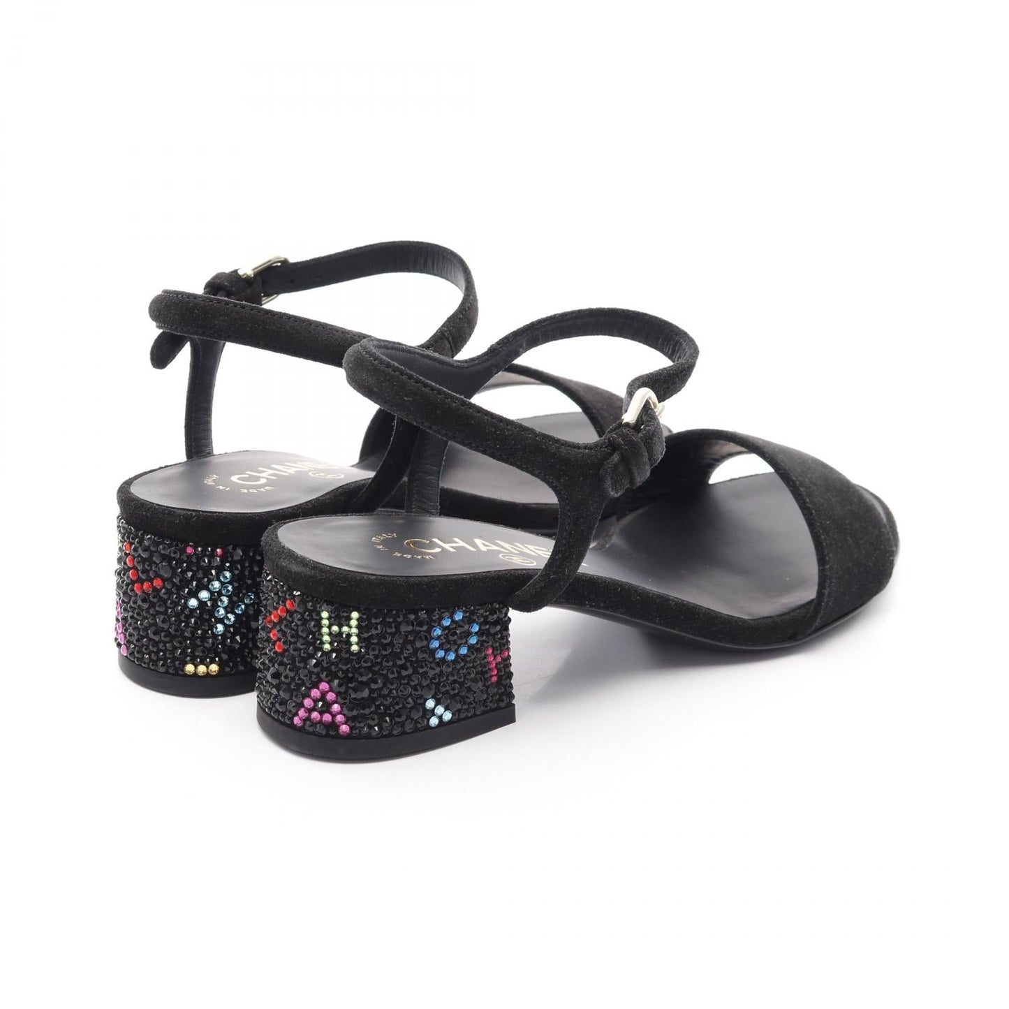 Chanel Rhinestone Logo G45366 Suede Sandals
