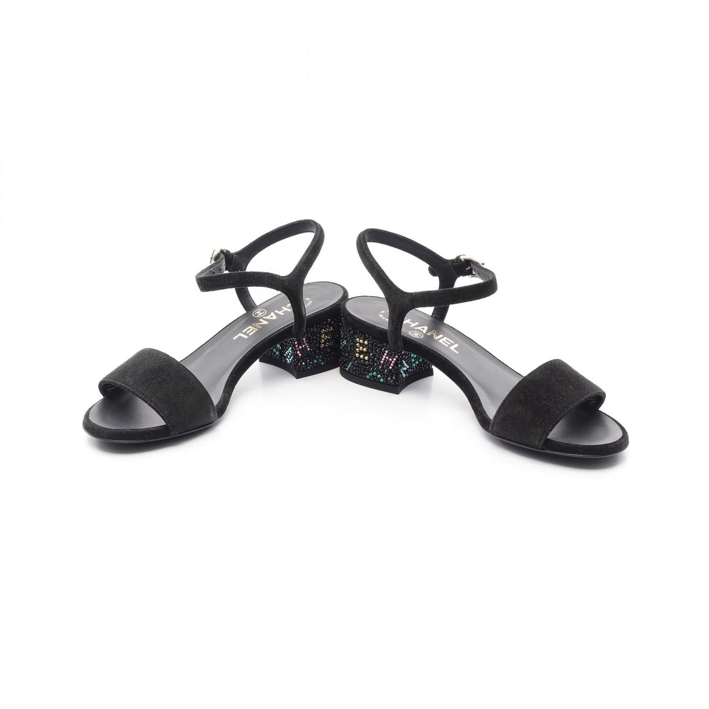 Chanel Rhinestone Logo G45366 Suede Sandals