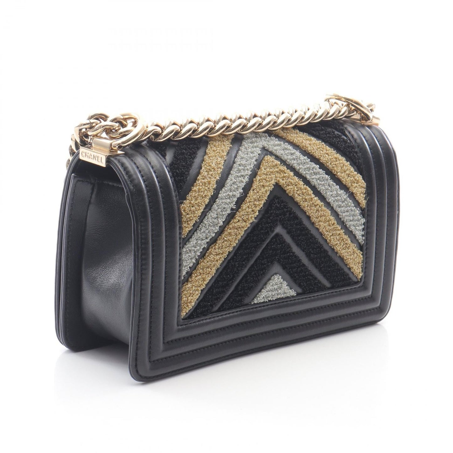 Chanel Boy Leather Fabric Shoulder Bag