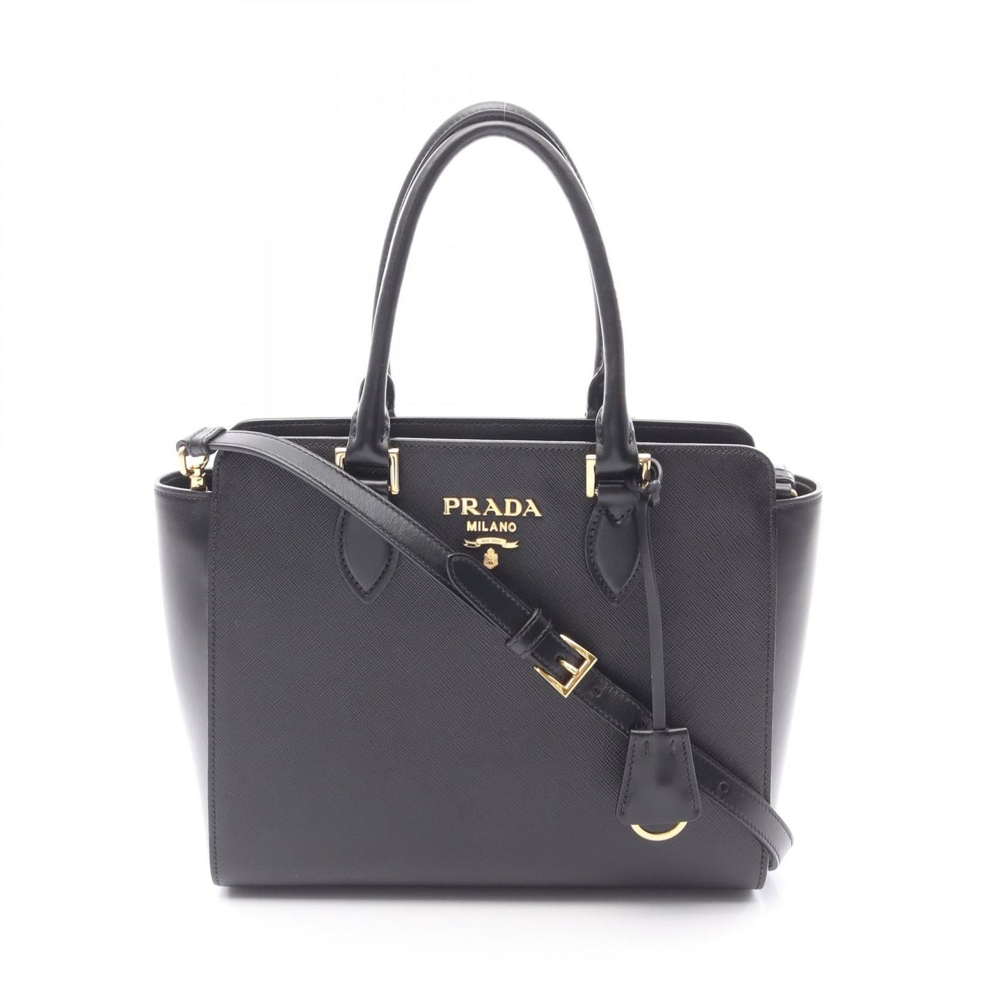 Prada Soft Calf 2Way Handbag Calf Leather Travel Bag