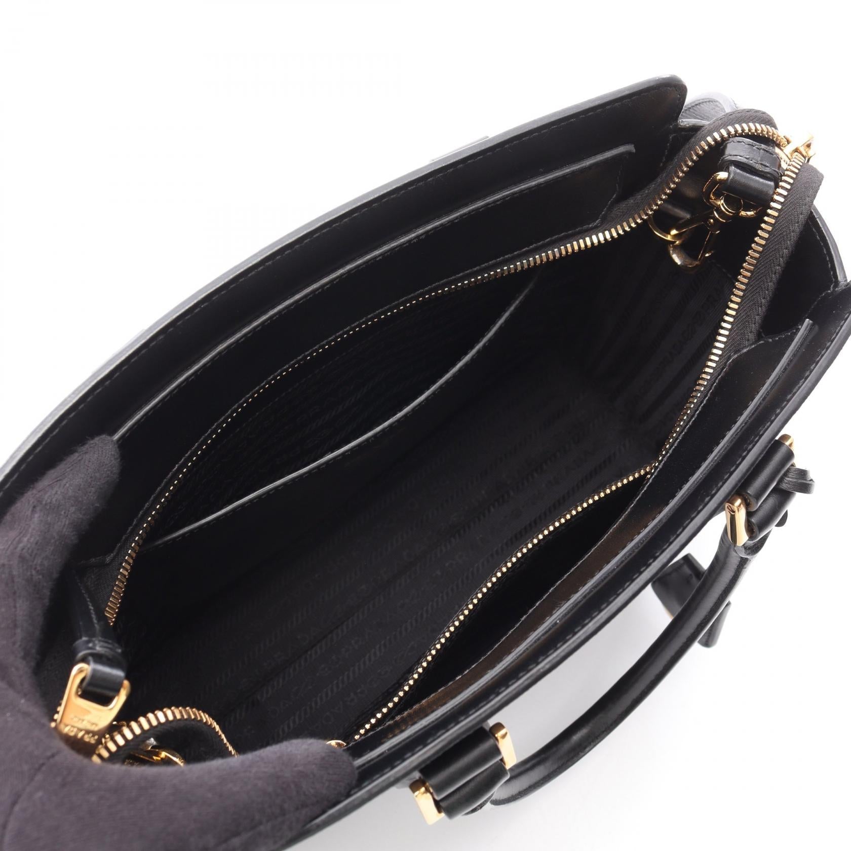 Prada Soft Calf 2Way Handbag Calf Leather Travel Bag