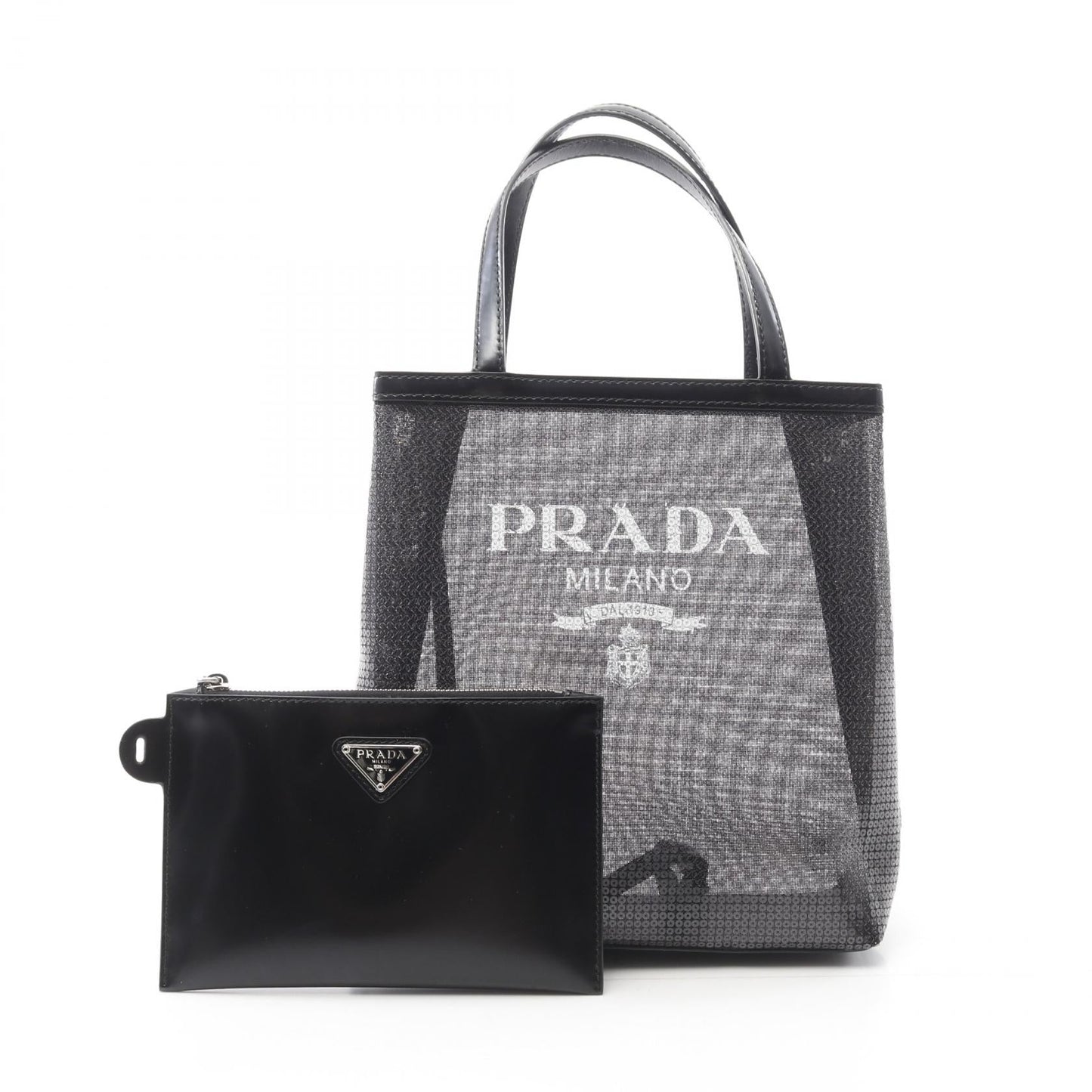 Prada Rete Mesh Tote Bag Leather Patent