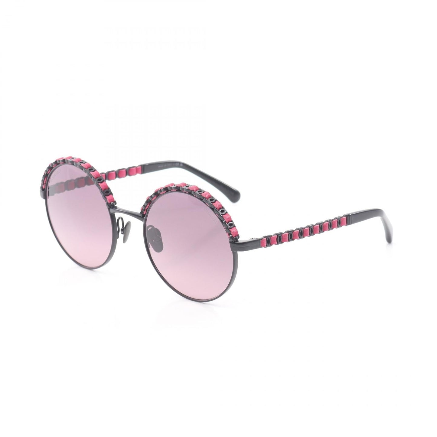 Chanel Coco Mark Leather Metal Sunglasses Bag