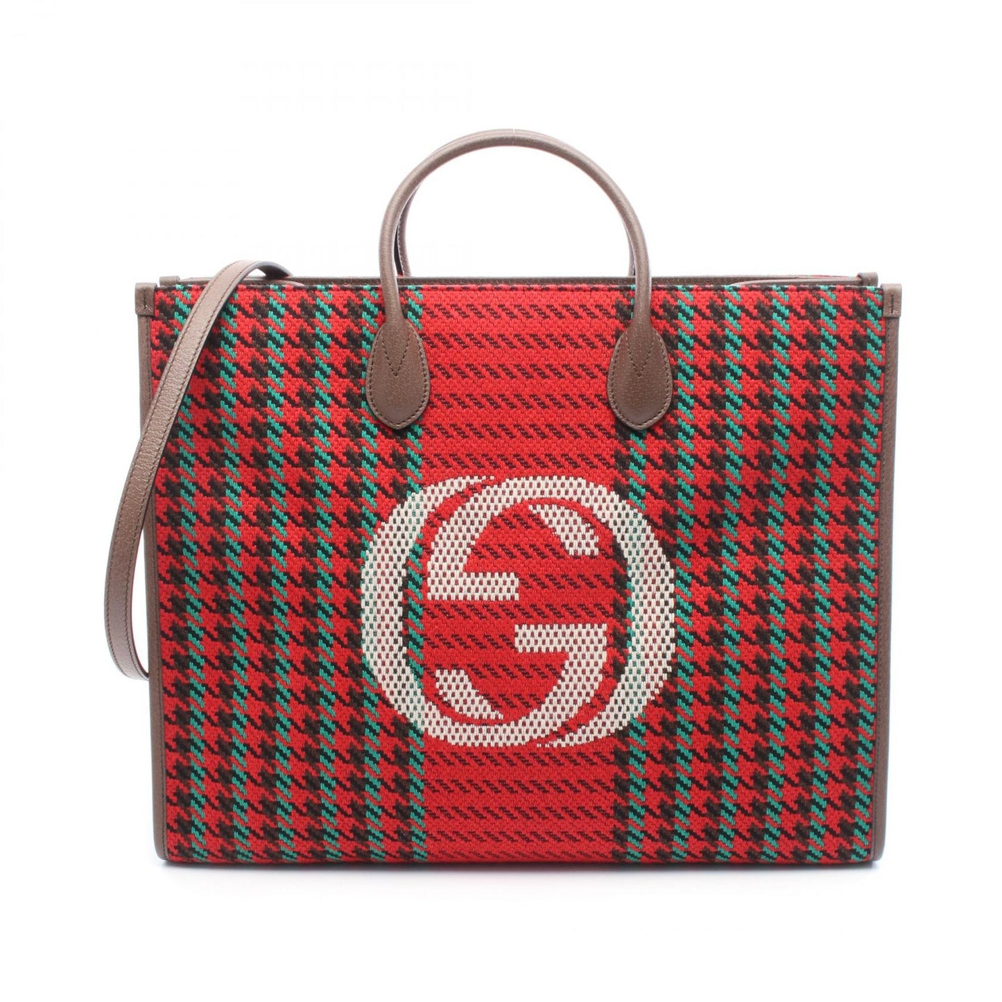 Gucci Interlocking Fabric Tote Bag Leather