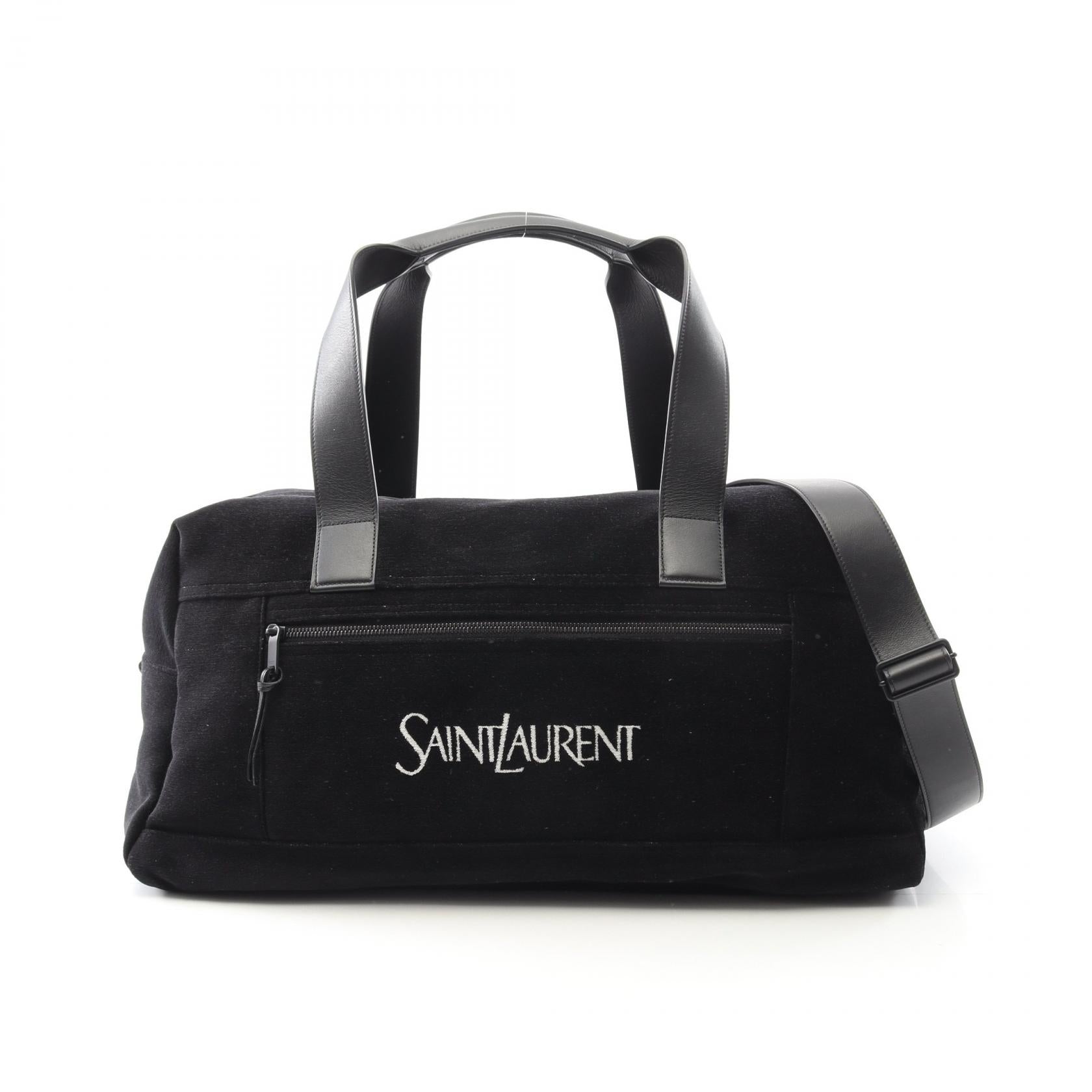 YSL Saint Laurent Paris Nux Fabric Boston Bag Leather Travel Bag