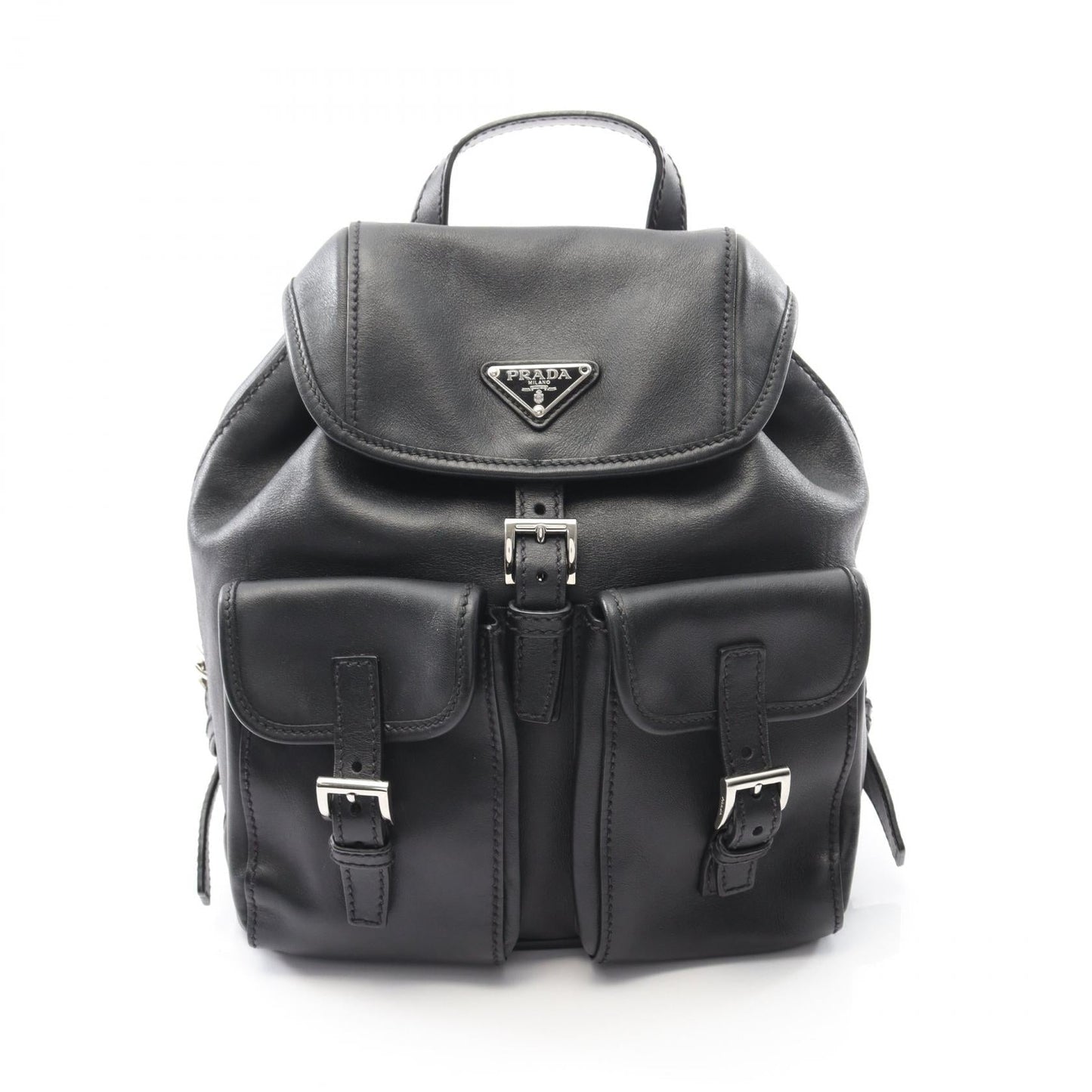 Prada Triangle Backpack Leather Logo Logo Leather Backpack