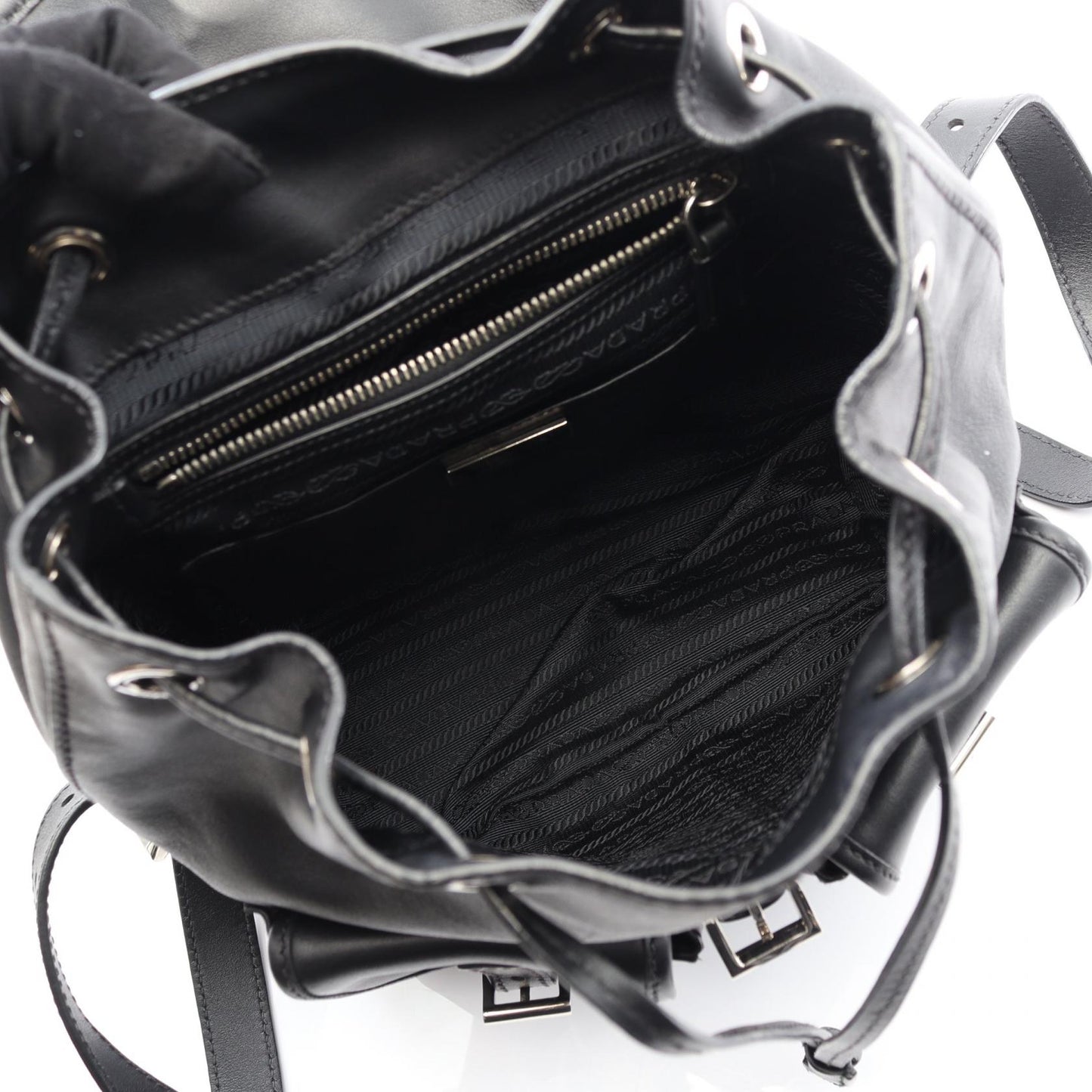 Prada Triangle Backpack Leather Logo Logo Leather Backpack