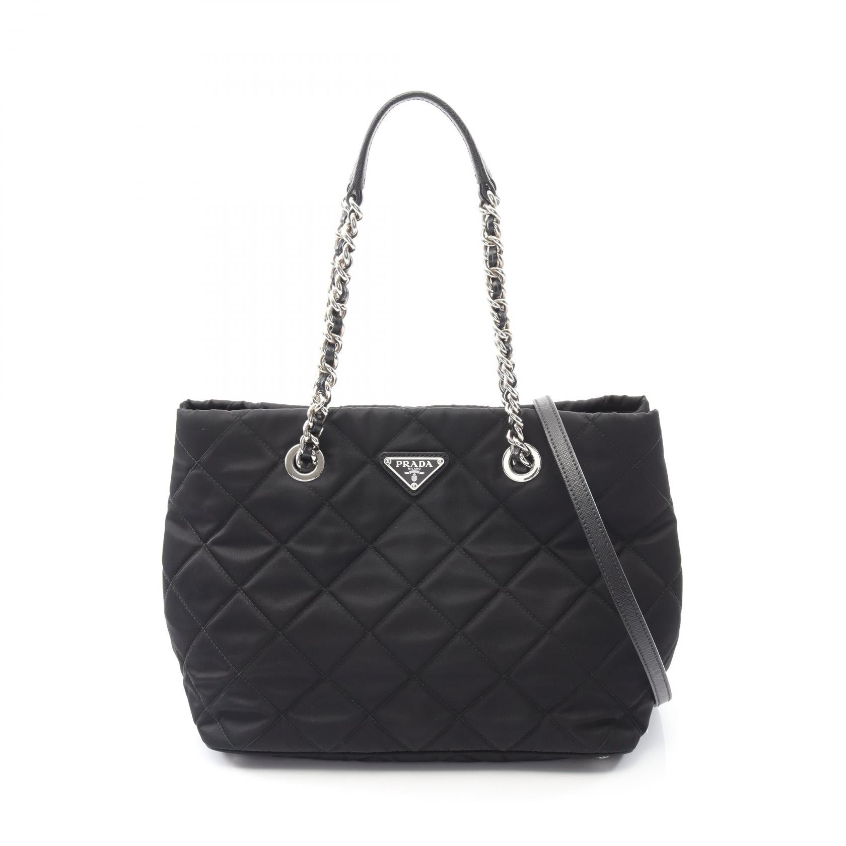 Prada Tessuto Impuntu 2Way Tote Bag Leather Nylon Saffiano