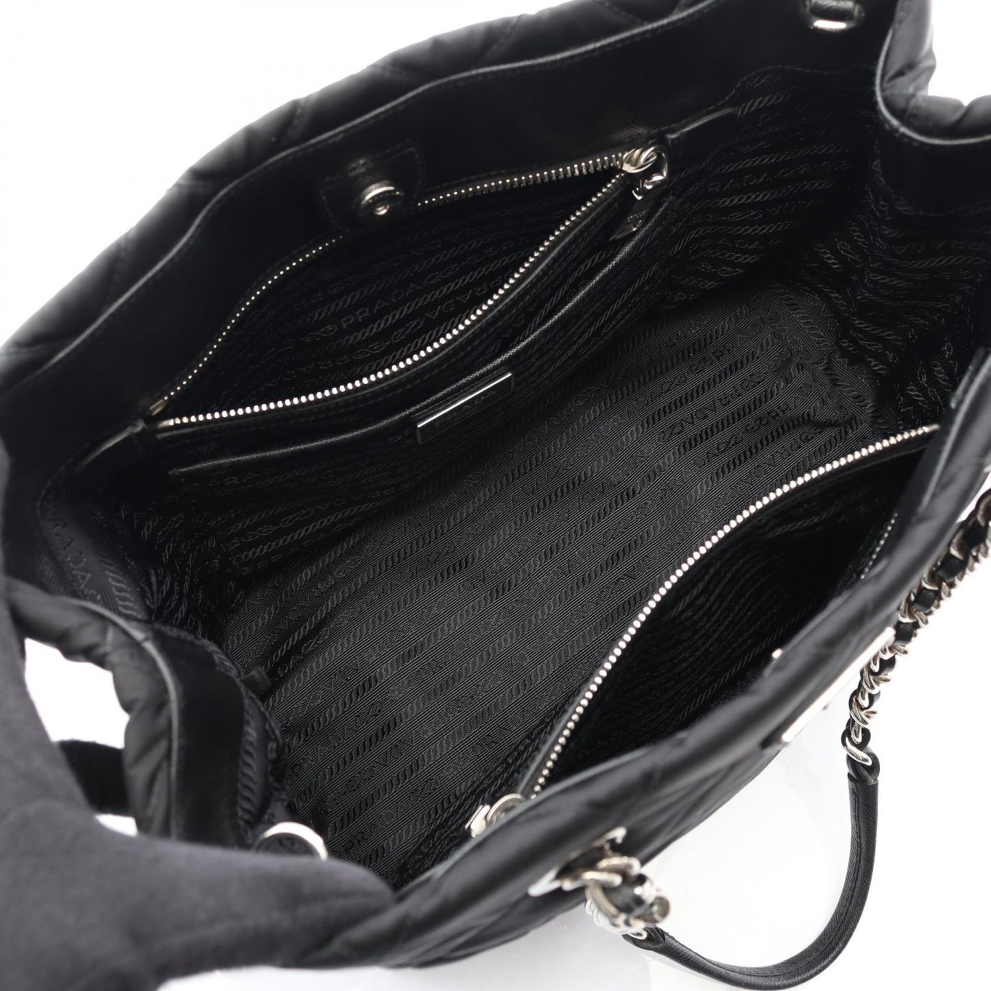 Prada Tessuto Impuntu 2Way Tote Bag Leather Nylon Saffiano