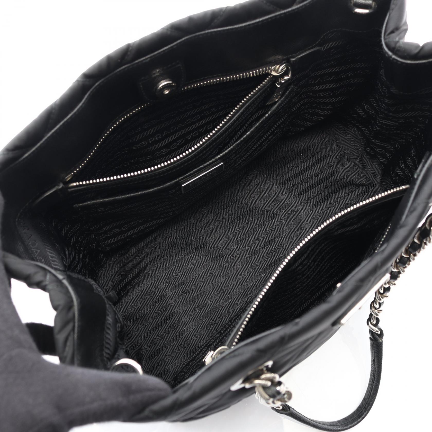 Prada Tessuto Impuntu 2Way Tote Bag Leather Nylon Saffiano