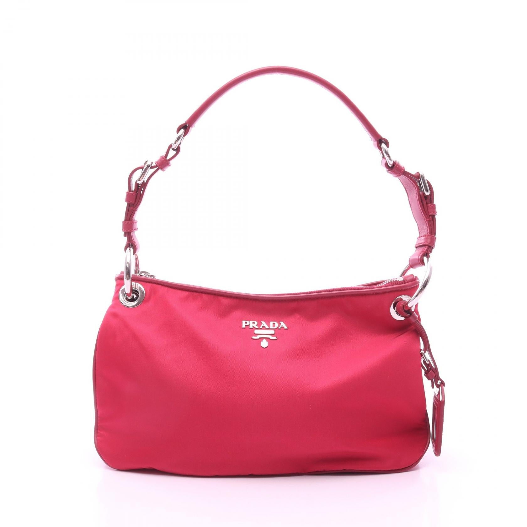 Prada Tessuto Soft Ca Shoulder Bag Leather Nylon