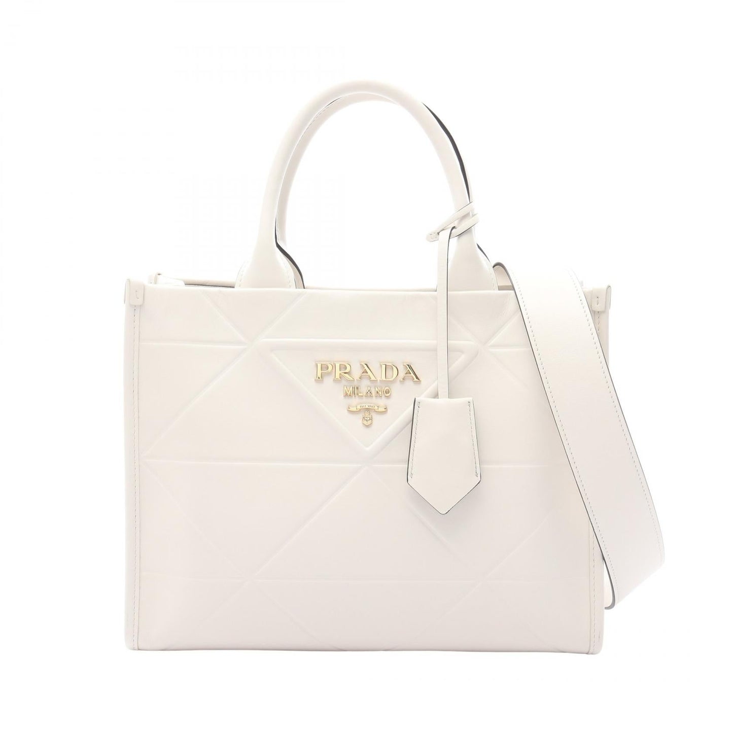 Prada Symbol Topstitch Soft Calf Tote Bag