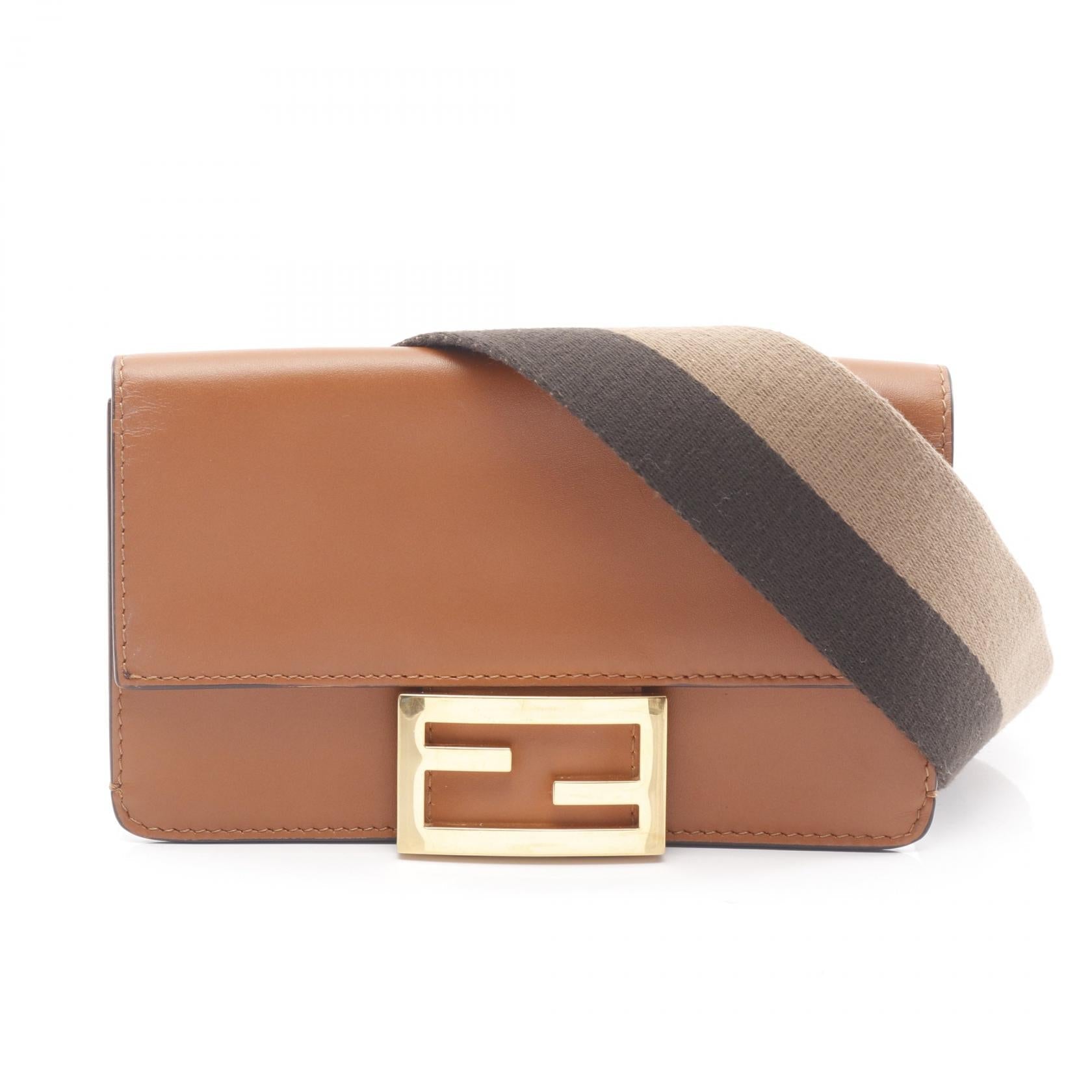 Fendi Flat Shoulder Bag Leather Canvas Shoes