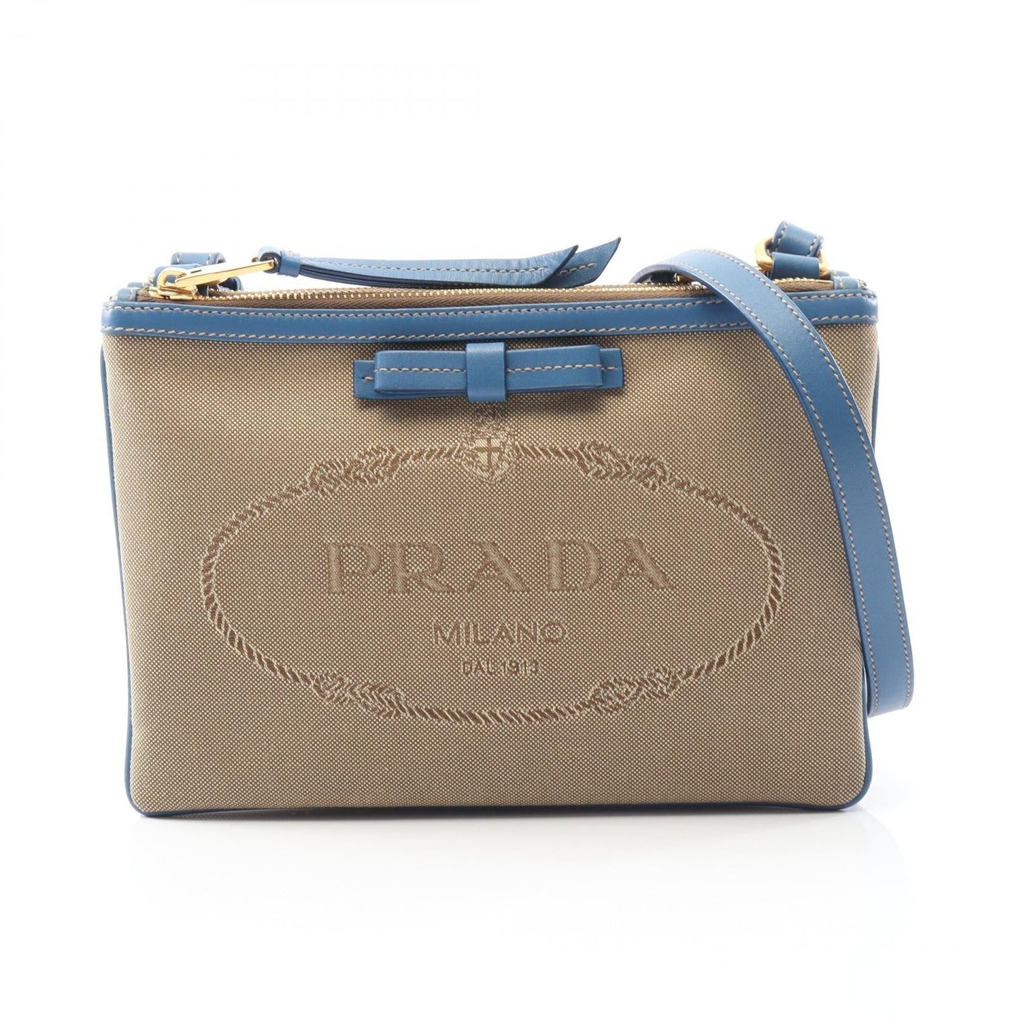 Prada Shoulder Bag Leather Canvas Logo Shoulder Bag 1
