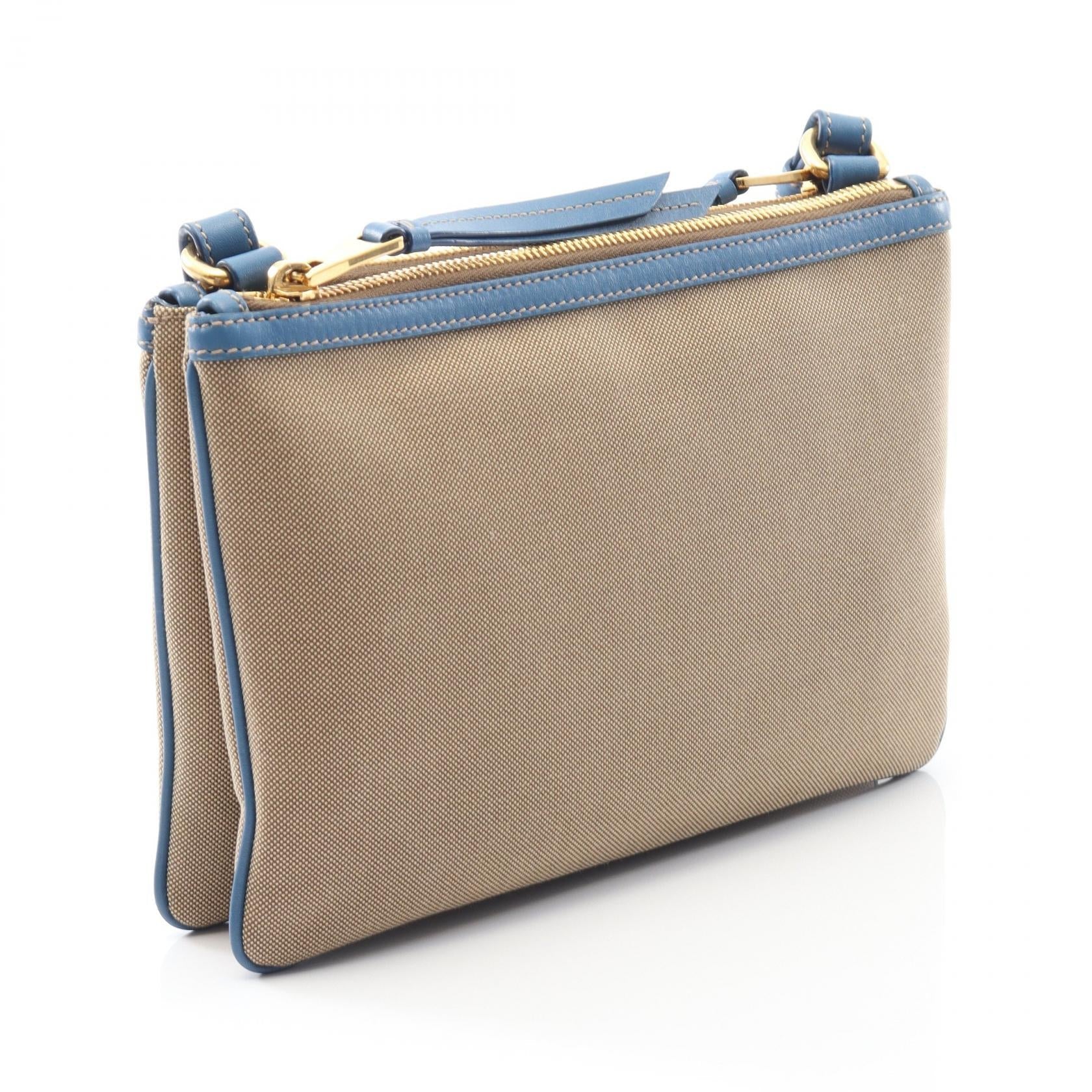 Prada Shoulder Bag Leather Canvas Logo Shoulder Bag 1