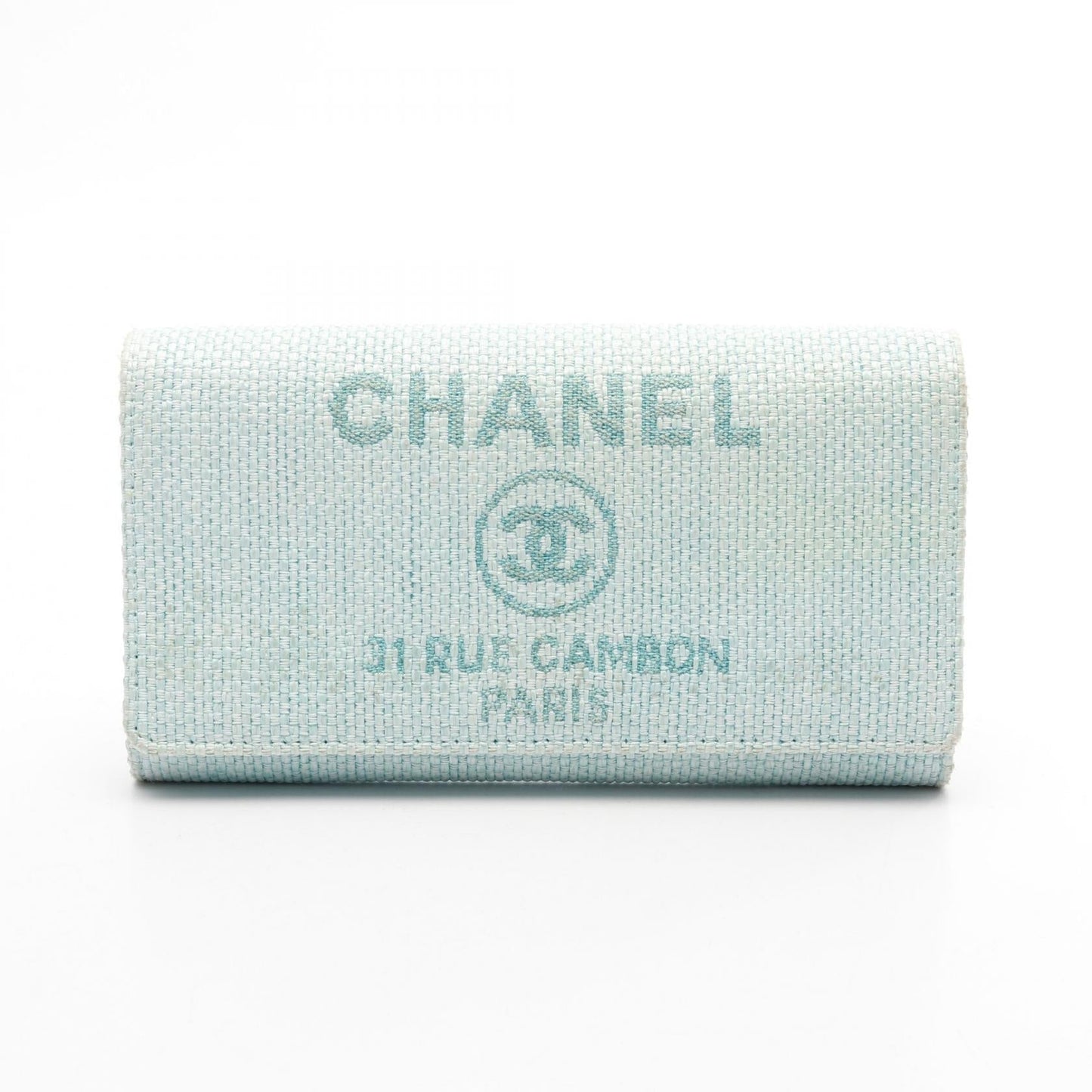 Chanel Deauville Leather Fabric Long Wallet