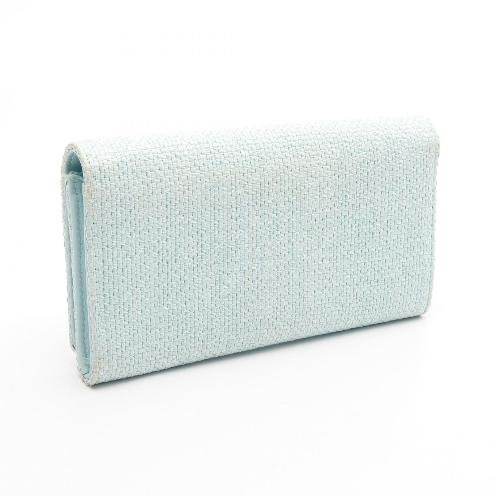 Chanel Deauville Leather Fabric Long Wallet