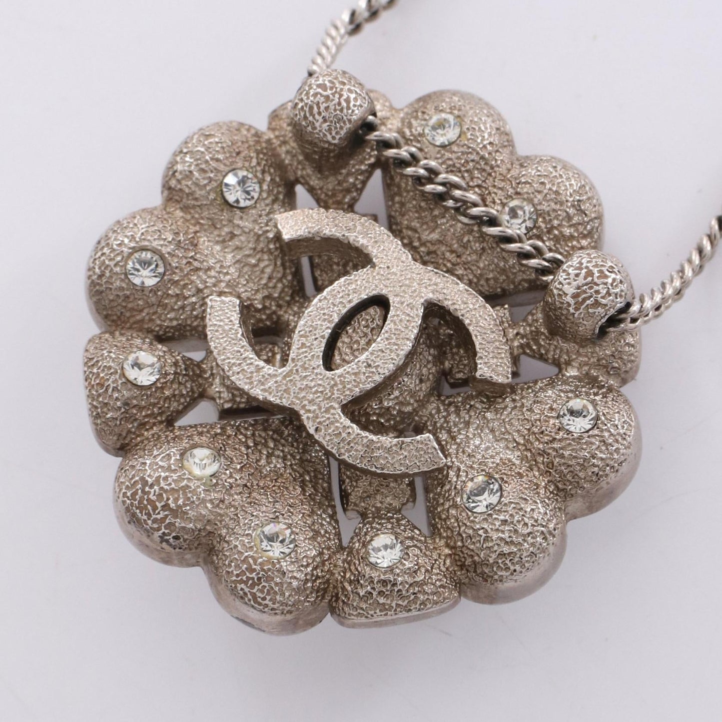 Chanel Clover Coco Mark Stainless Steel Crystal Necklace