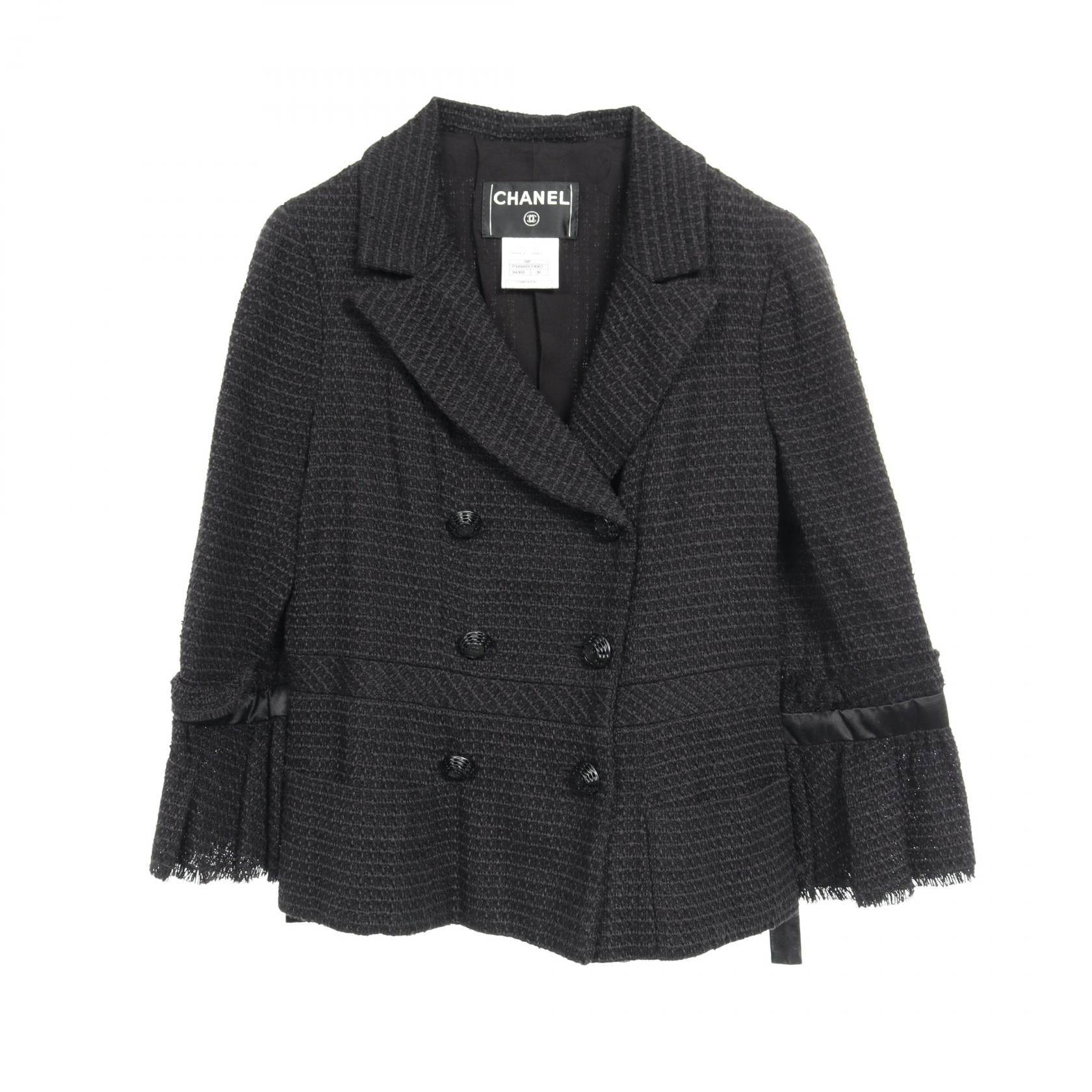 Chanel Coco Mark Button Tweed Nylon Outerwear Bag