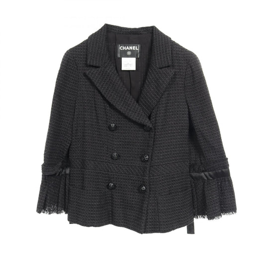 Chanel Coco Mark Button Tweed Nylon Outerwear Bag